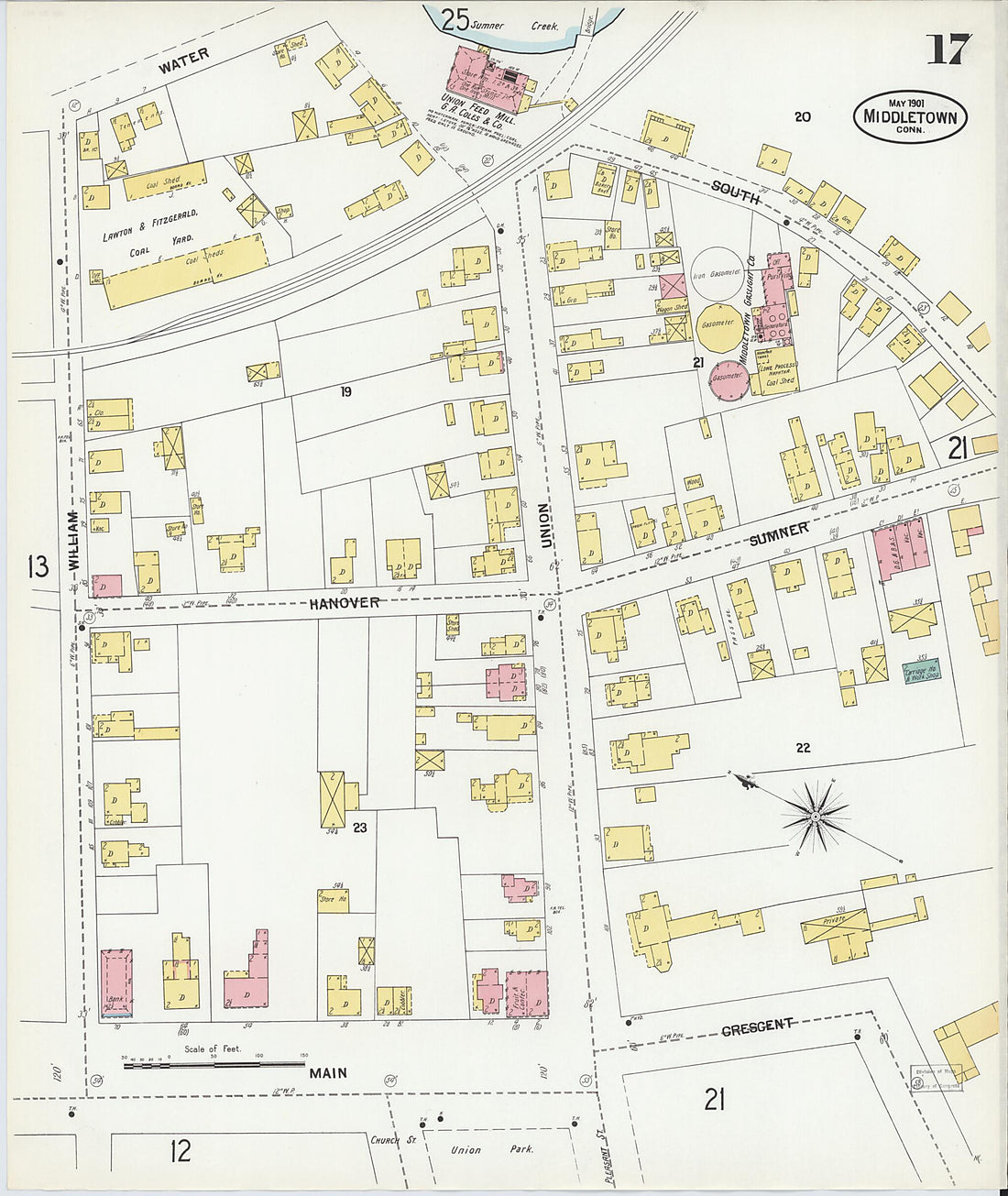 This old map of Middletown, Middlesex County, Connecticut was created by Sanborn Map Company in 1901