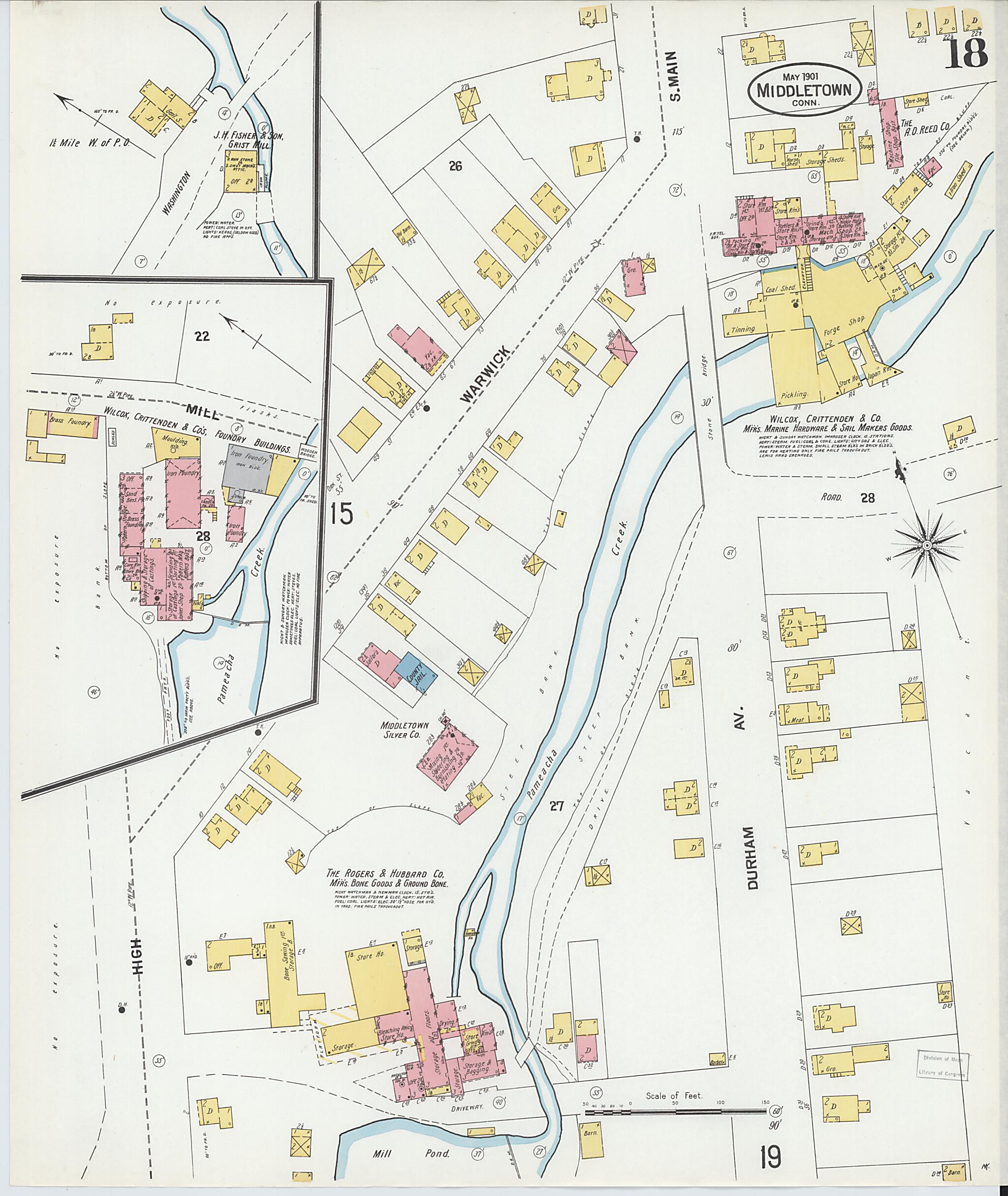 This old map of Middletown, Middlesex County, Connecticut was created by Sanborn Map Company in 1901