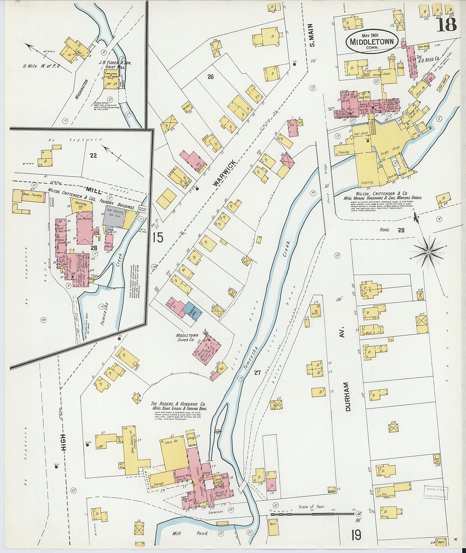 This old map of Middletown, Middlesex County, Connecticut was created by Sanborn Map Company in 1901