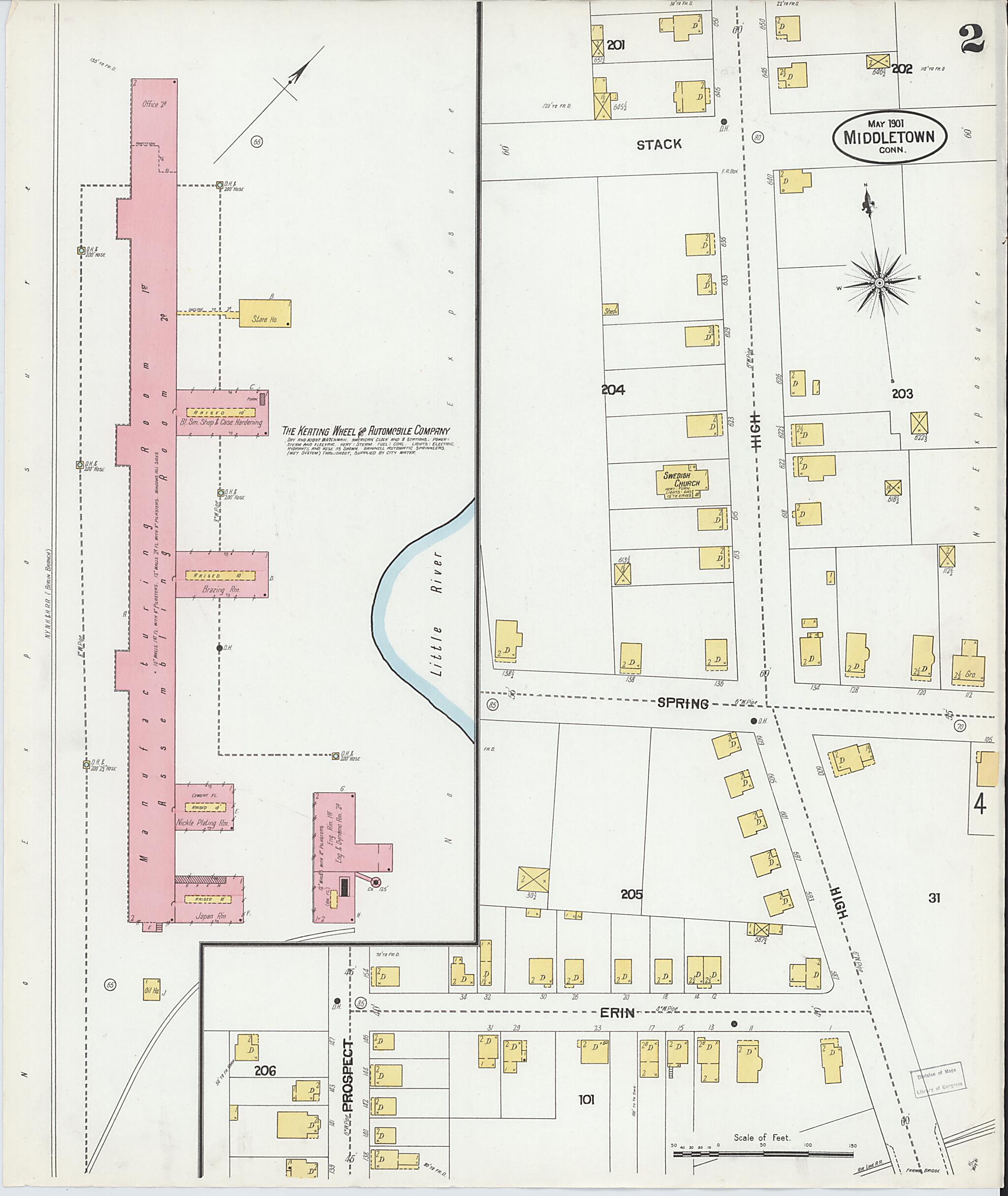 This old map of Middletown, Middlesex County, Connecticut was created by Sanborn Map Company in 1901