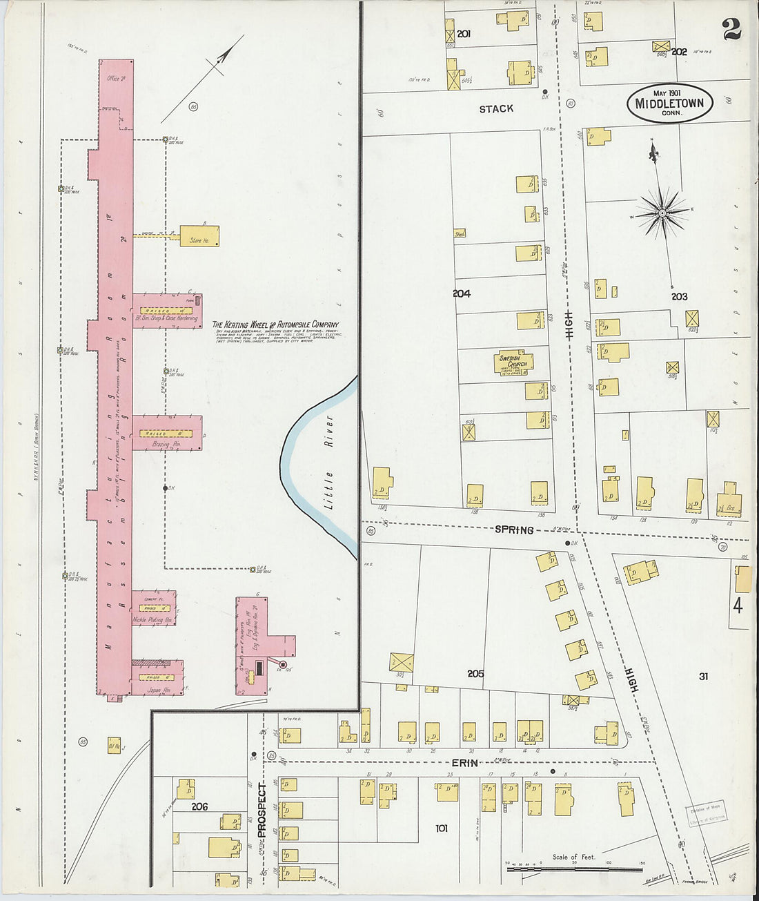 This old map of Middletown, Middlesex County, Connecticut was created by Sanborn Map Company in 1901
