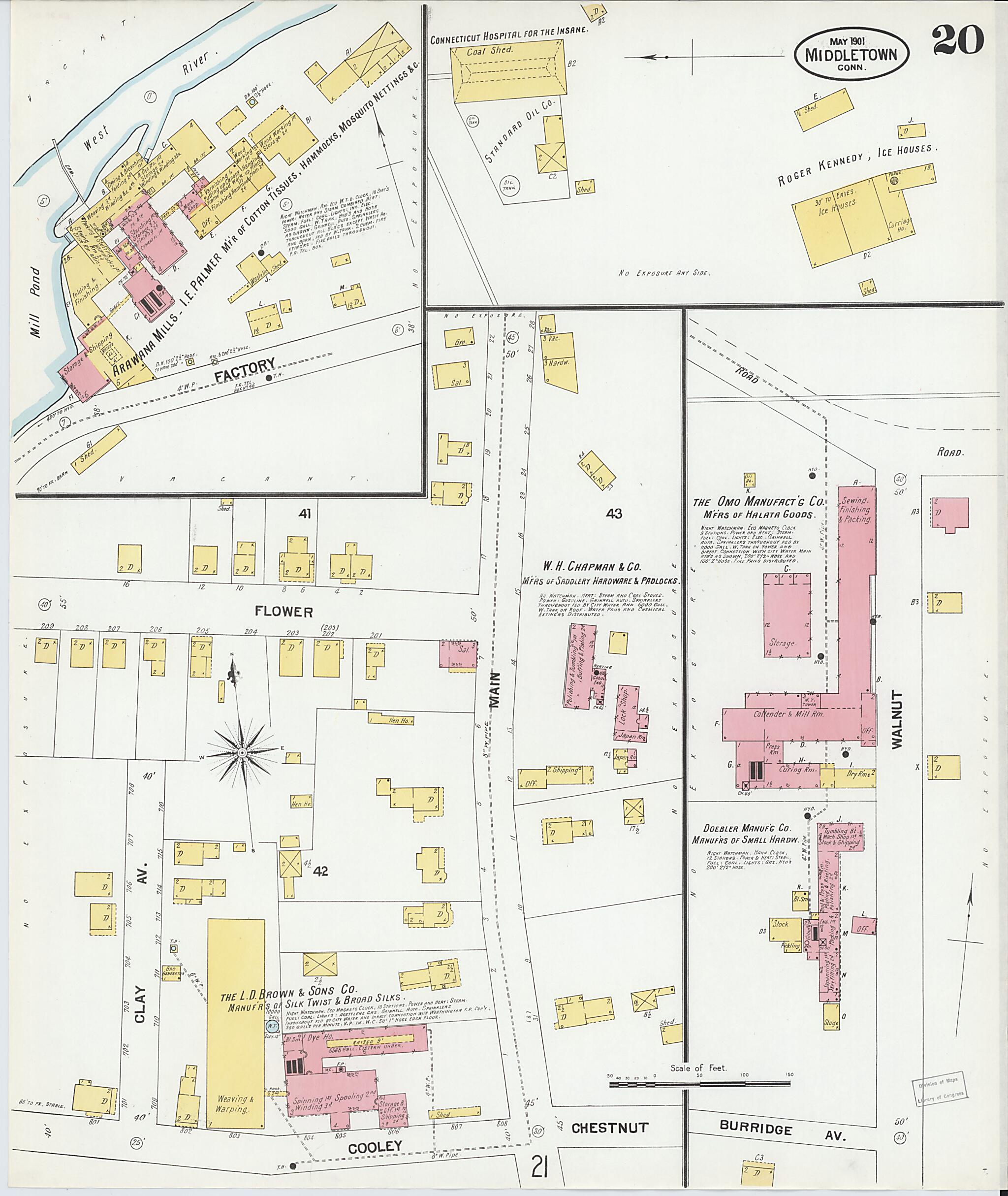 This old map of Middletown, Middlesex County, Connecticut was created by Sanborn Map Company in 1901