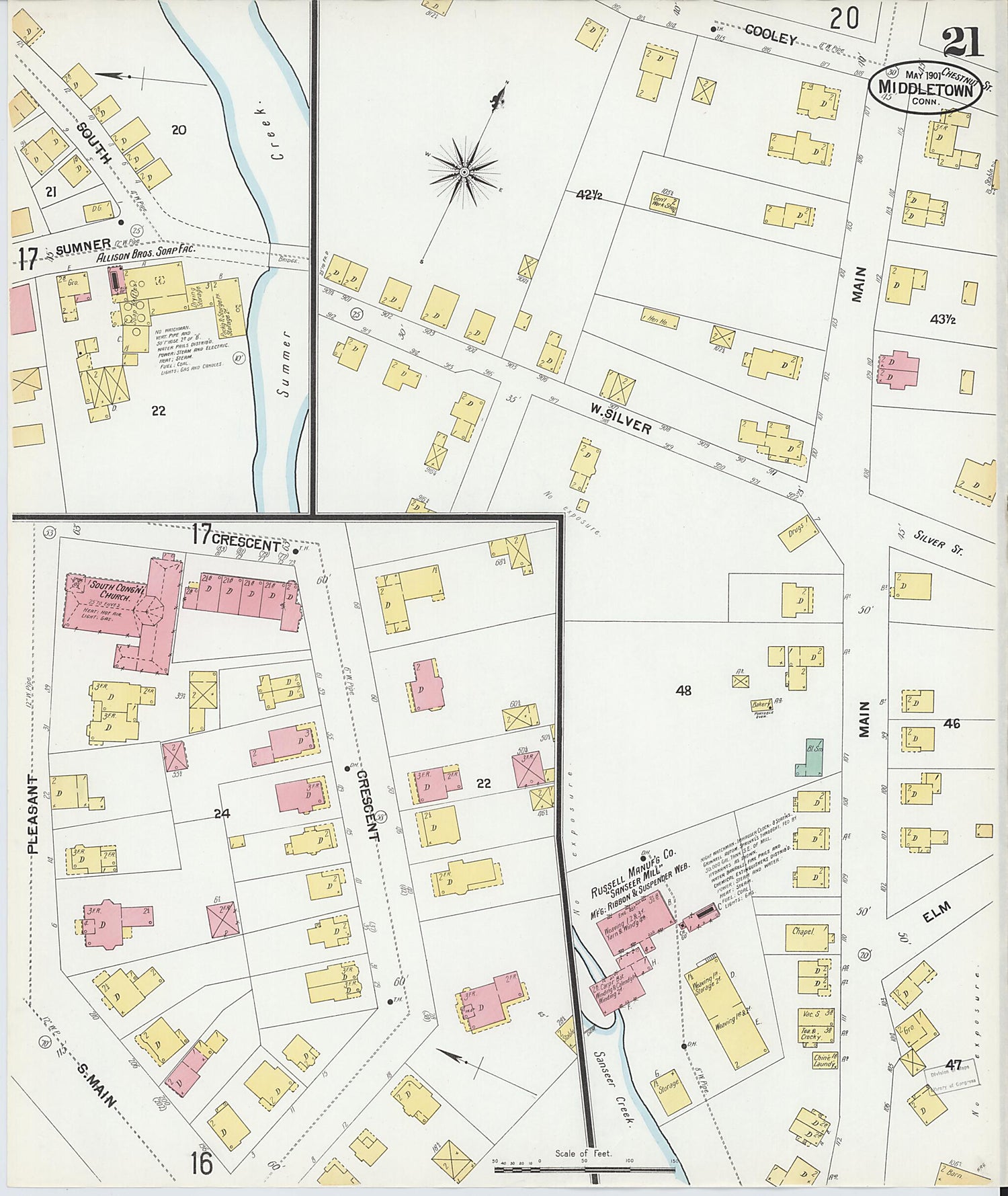 This old map of Middletown, Middlesex County, Connecticut was created by Sanborn Map Company in 1901