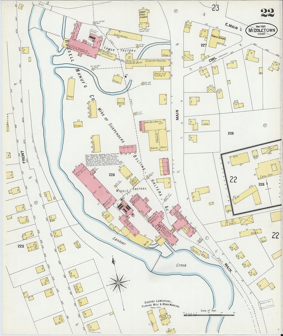 This old map of Middletown, Middlesex County, Connecticut was created by Sanborn Map Company in 1901