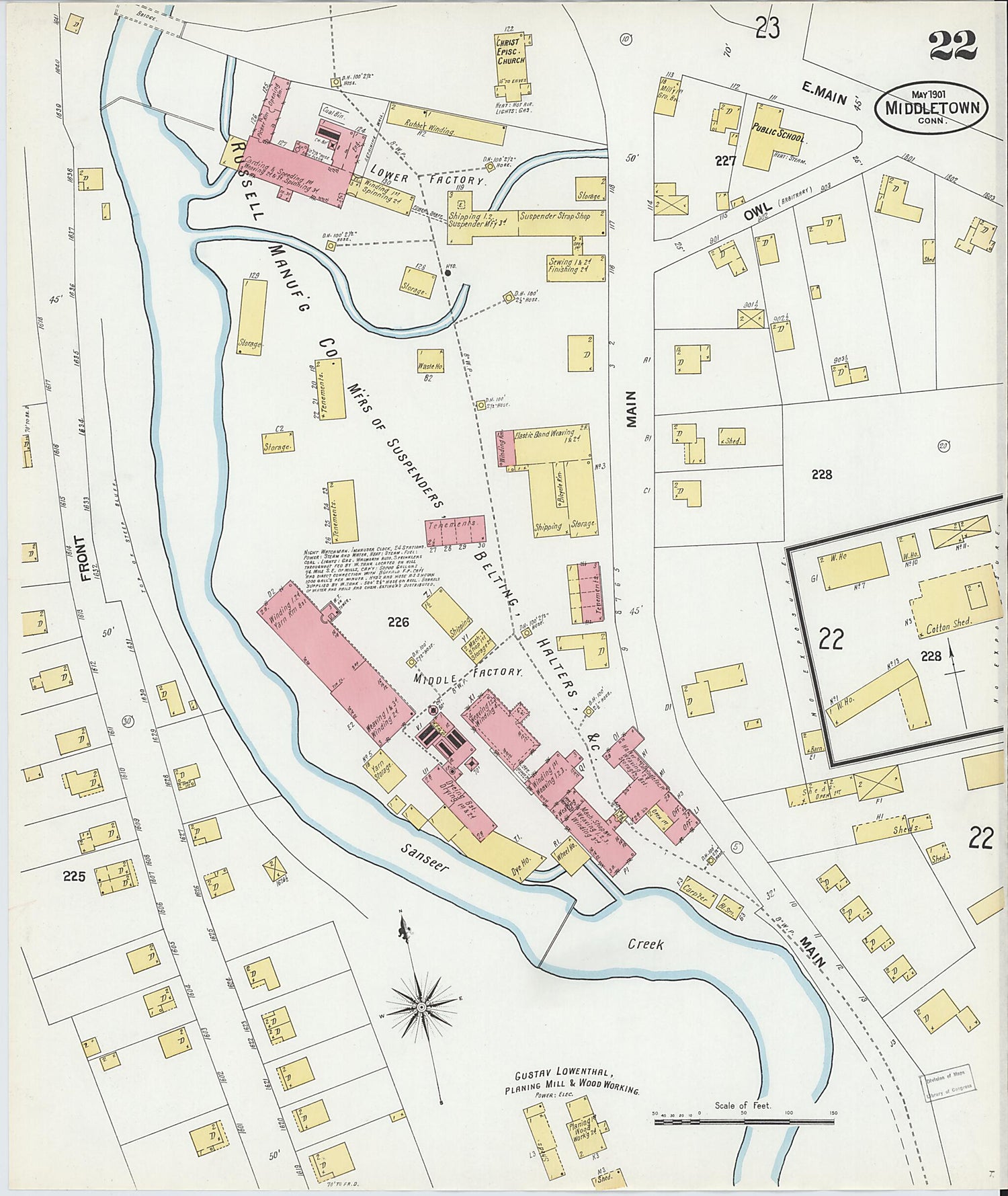 This old map of Middletown, Middlesex County, Connecticut was created by Sanborn Map Company in 1901