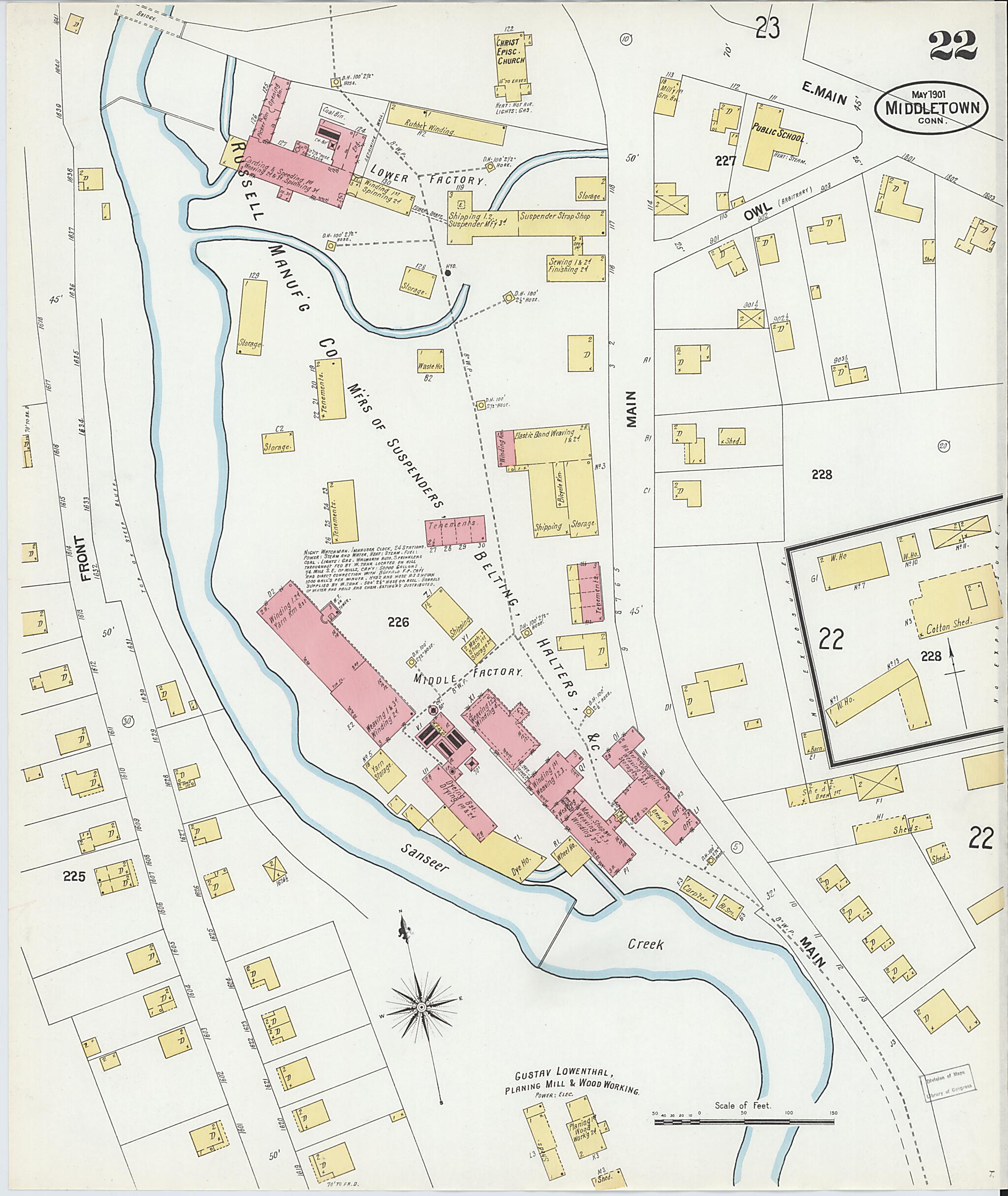 This old map of Middletown, Middlesex County, Connecticut was created by Sanborn Map Company in 1901
