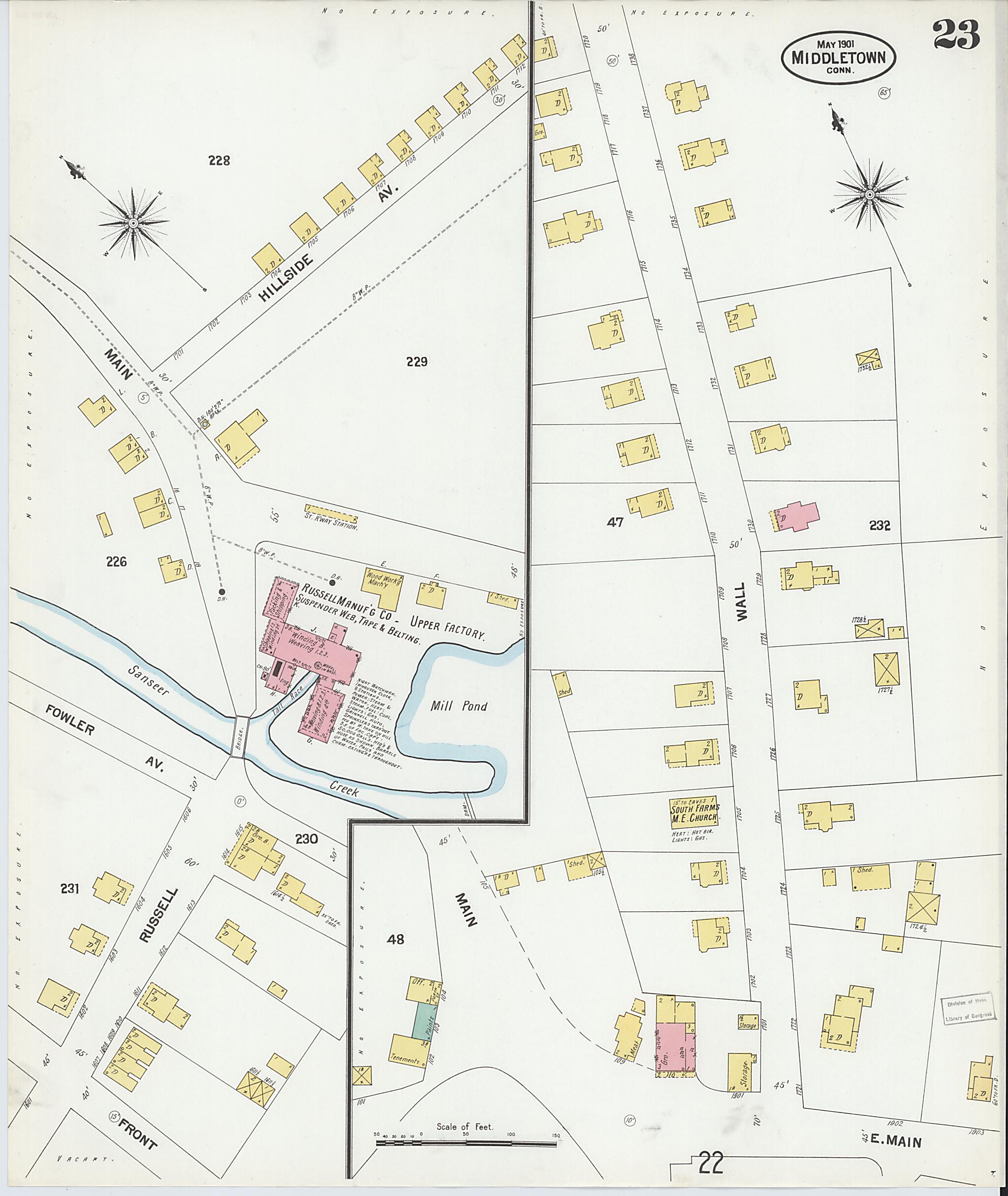 This old map of Middletown, Middlesex County, Connecticut was created by Sanborn Map Company in 1901