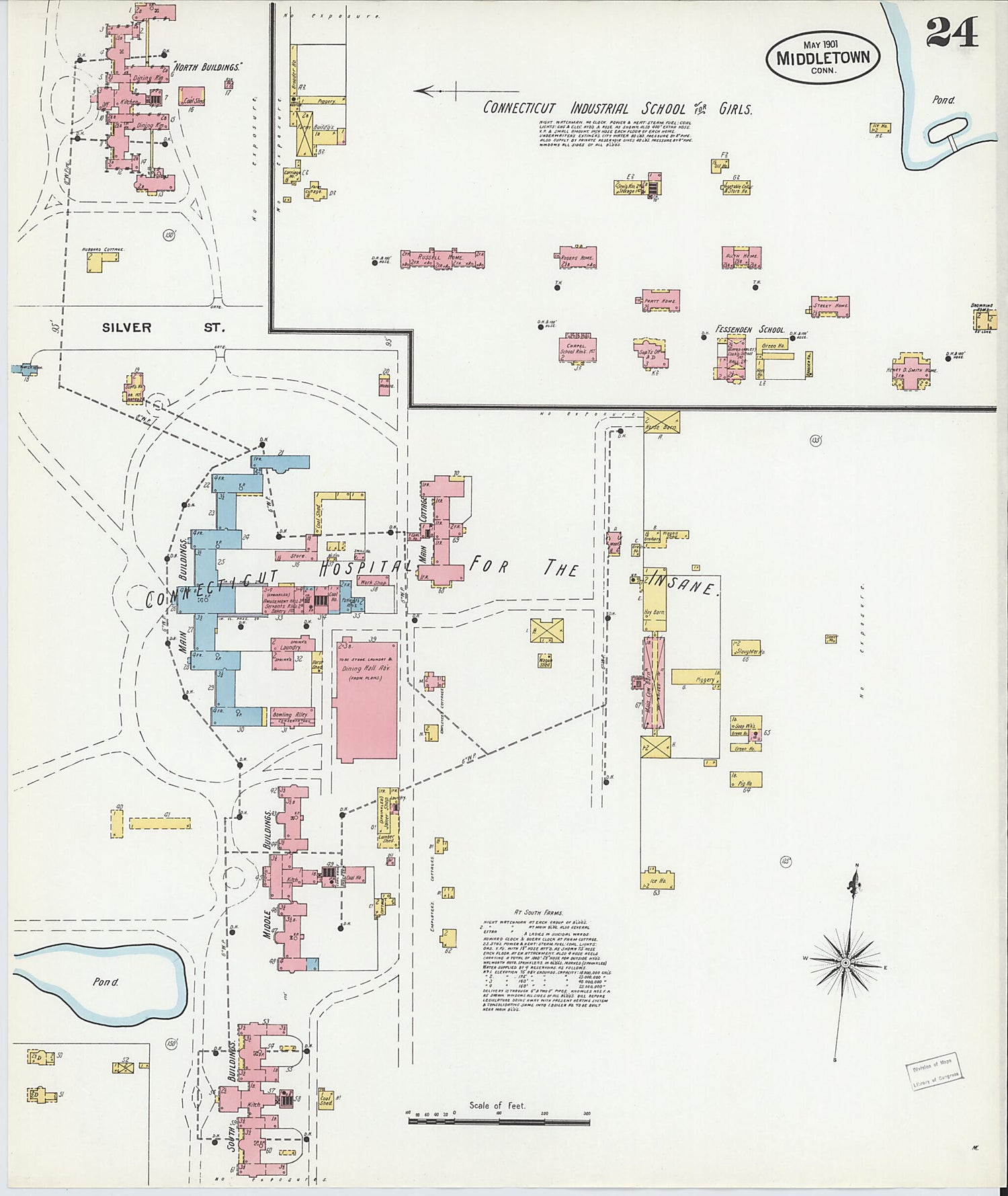 This old map of Middletown, Middlesex County, Connecticut was created by Sanborn Map Company in 1901