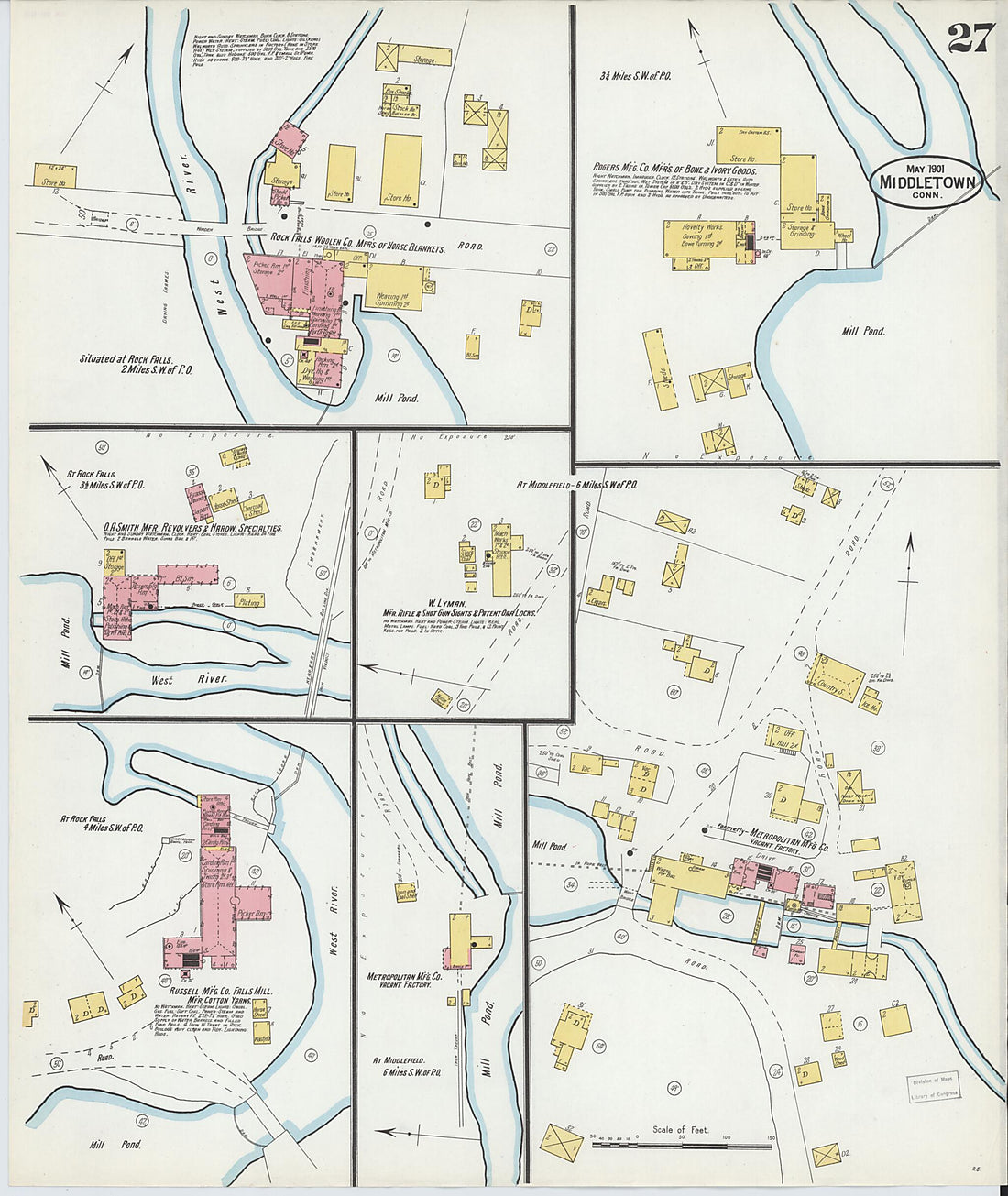This old map of Middletown, Middlesex County, Connecticut was created by Sanborn Map Company in 1901