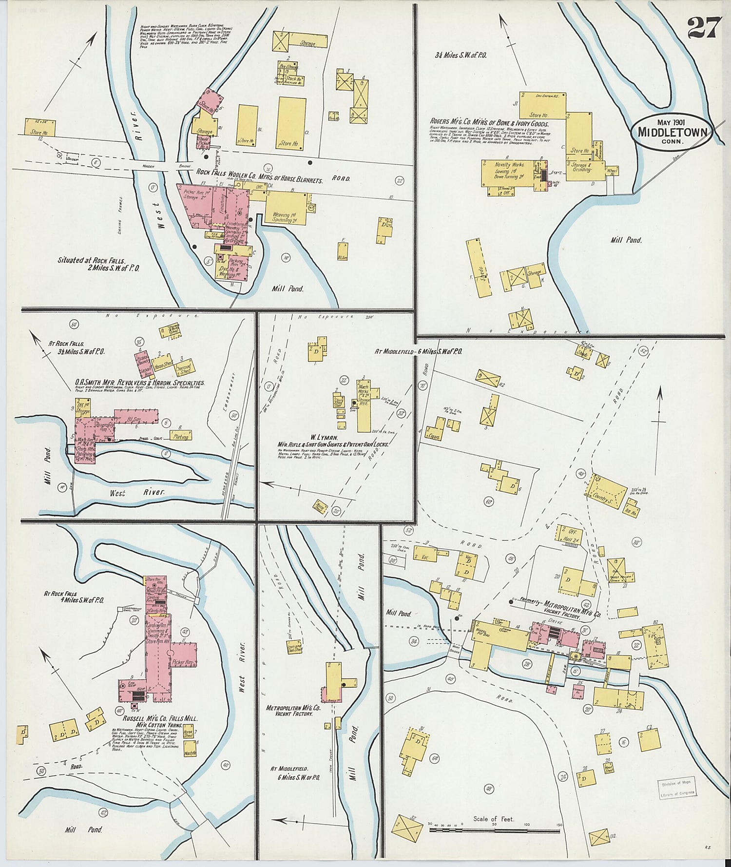 This old map of Middletown, Middlesex County, Connecticut was created by Sanborn Map Company in 1901