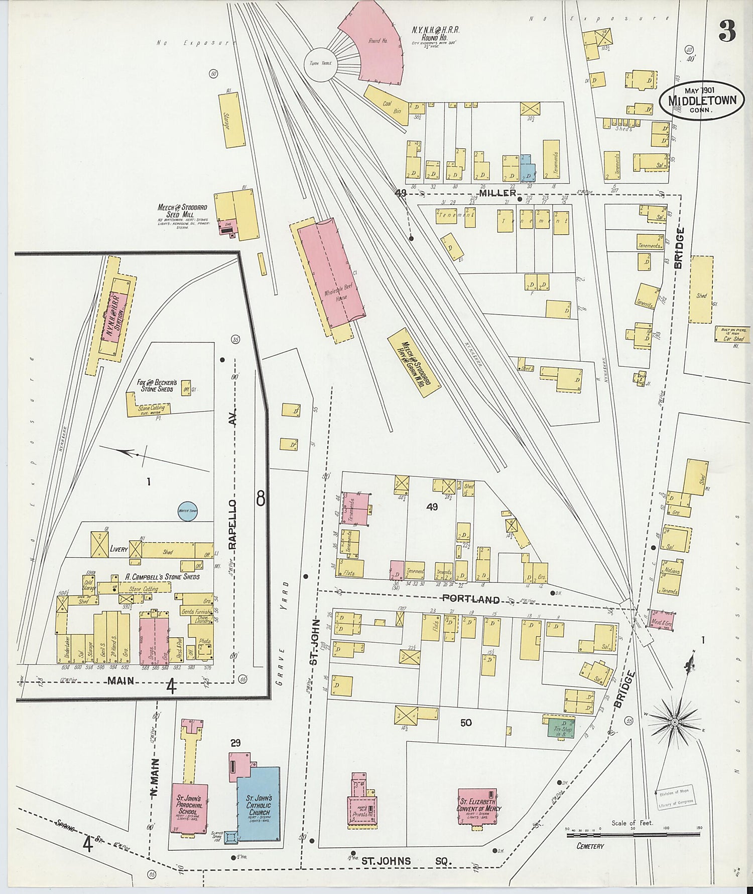 This old map of Middletown, Middlesex County, Connecticut was created by Sanborn Map Company in 1901