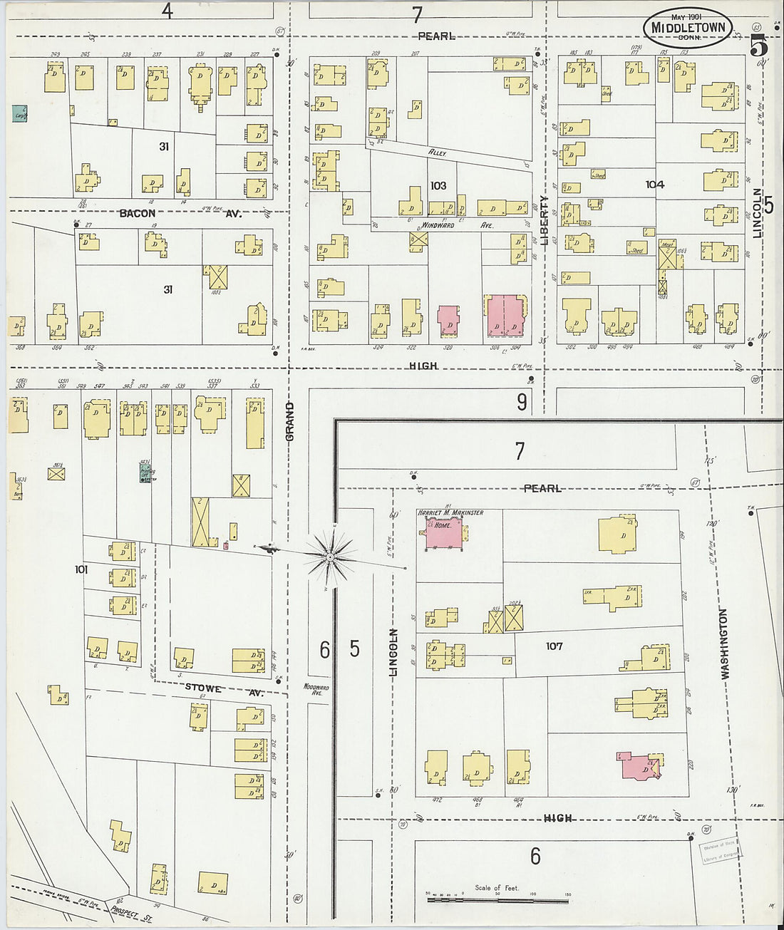 This old map of Middletown, Middlesex County, Connecticut was created by Sanborn Map Company in 1901