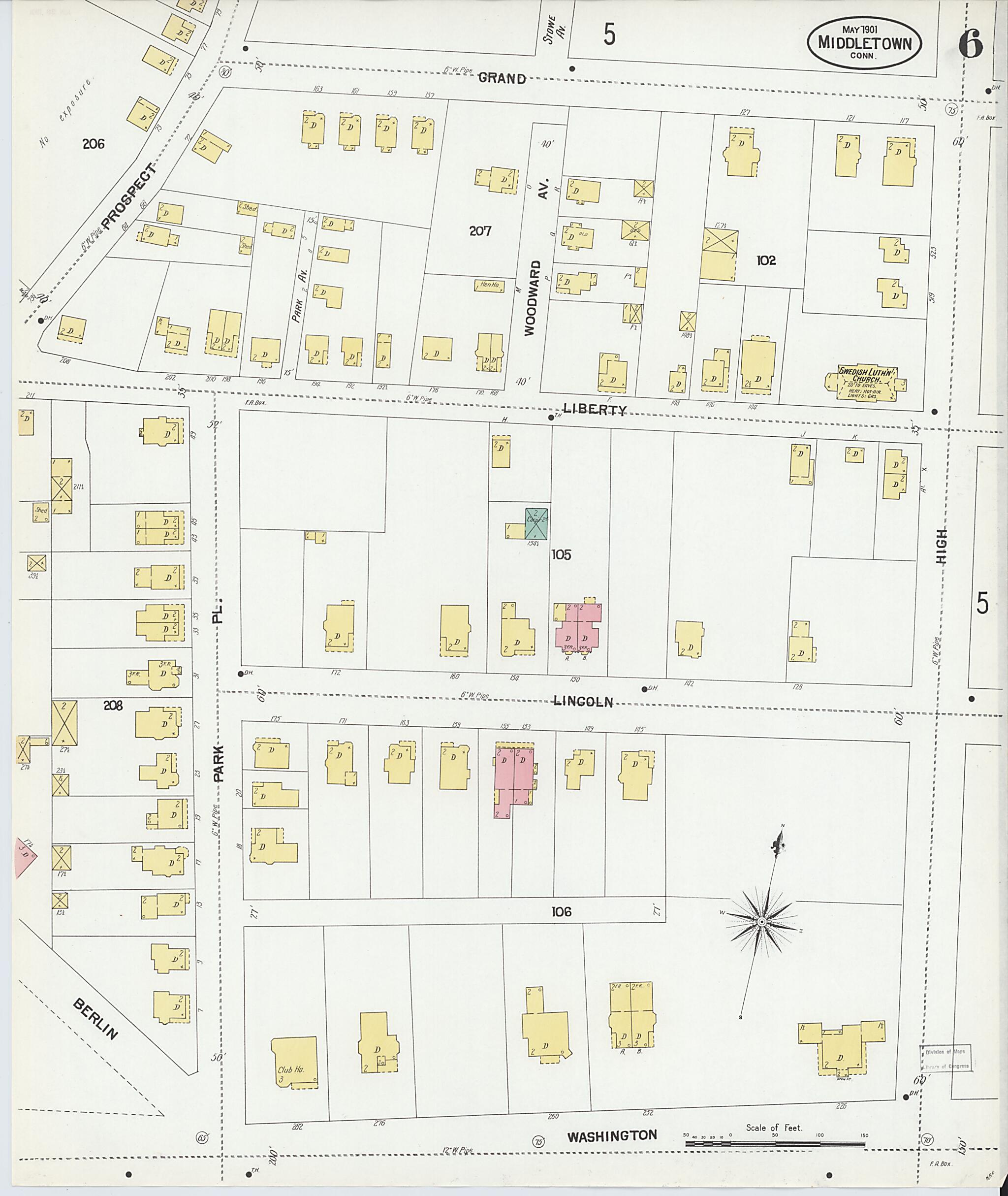This old map of Middletown, Middlesex County, Connecticut was created by Sanborn Map Company in 1901