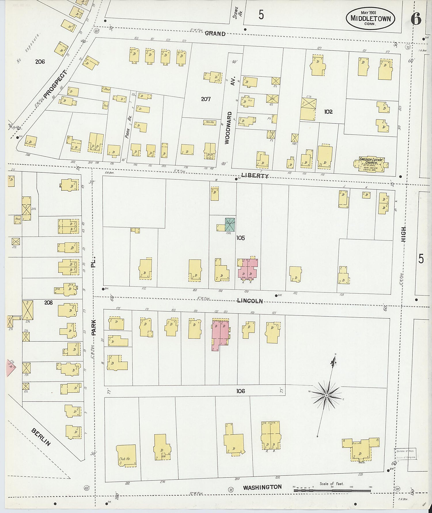 This old map of Middletown, Middlesex County, Connecticut was created by Sanborn Map Company in 1901