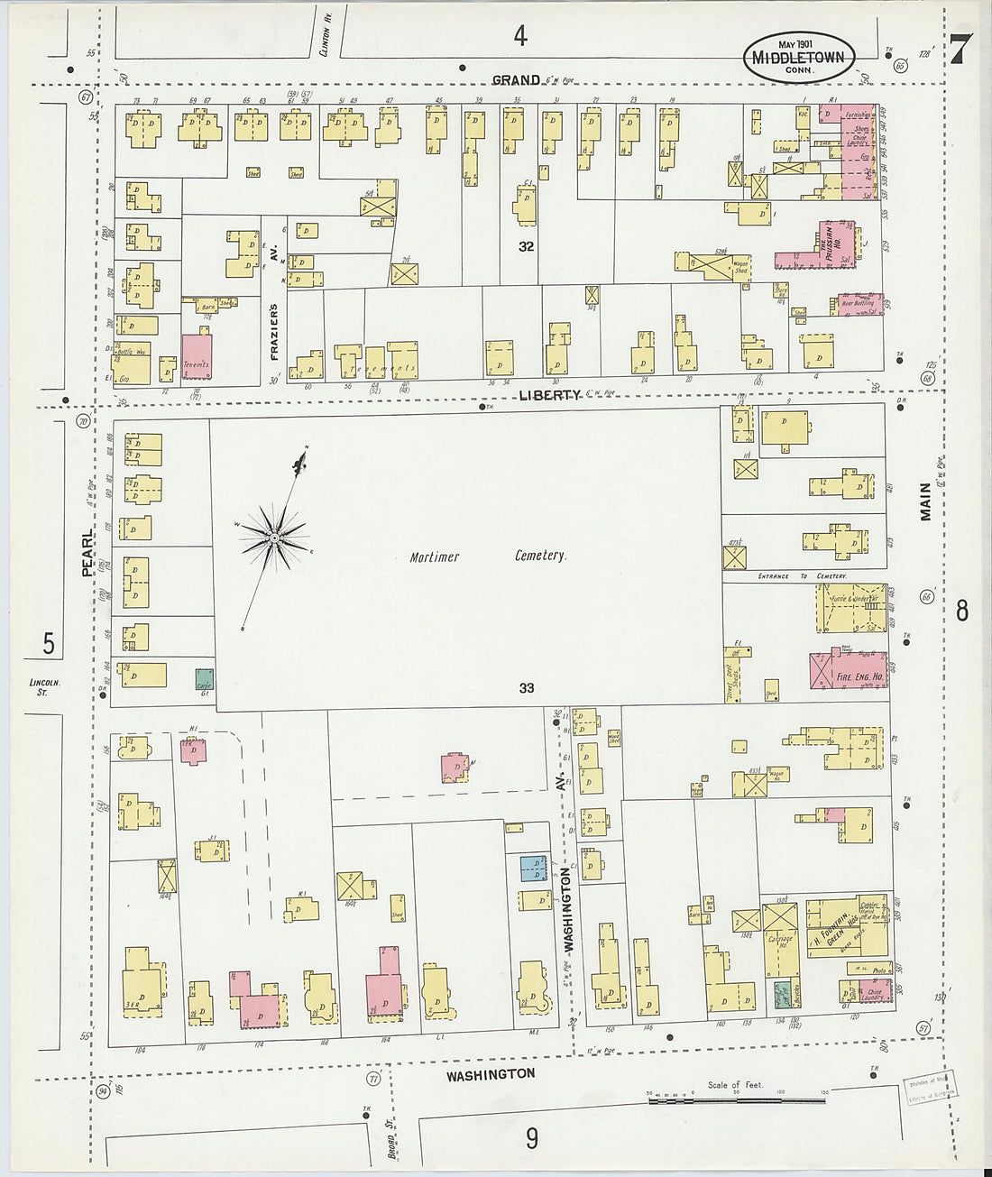 This old map of Middletown, Middlesex County, Connecticut was created by Sanborn Map Company in 1901
