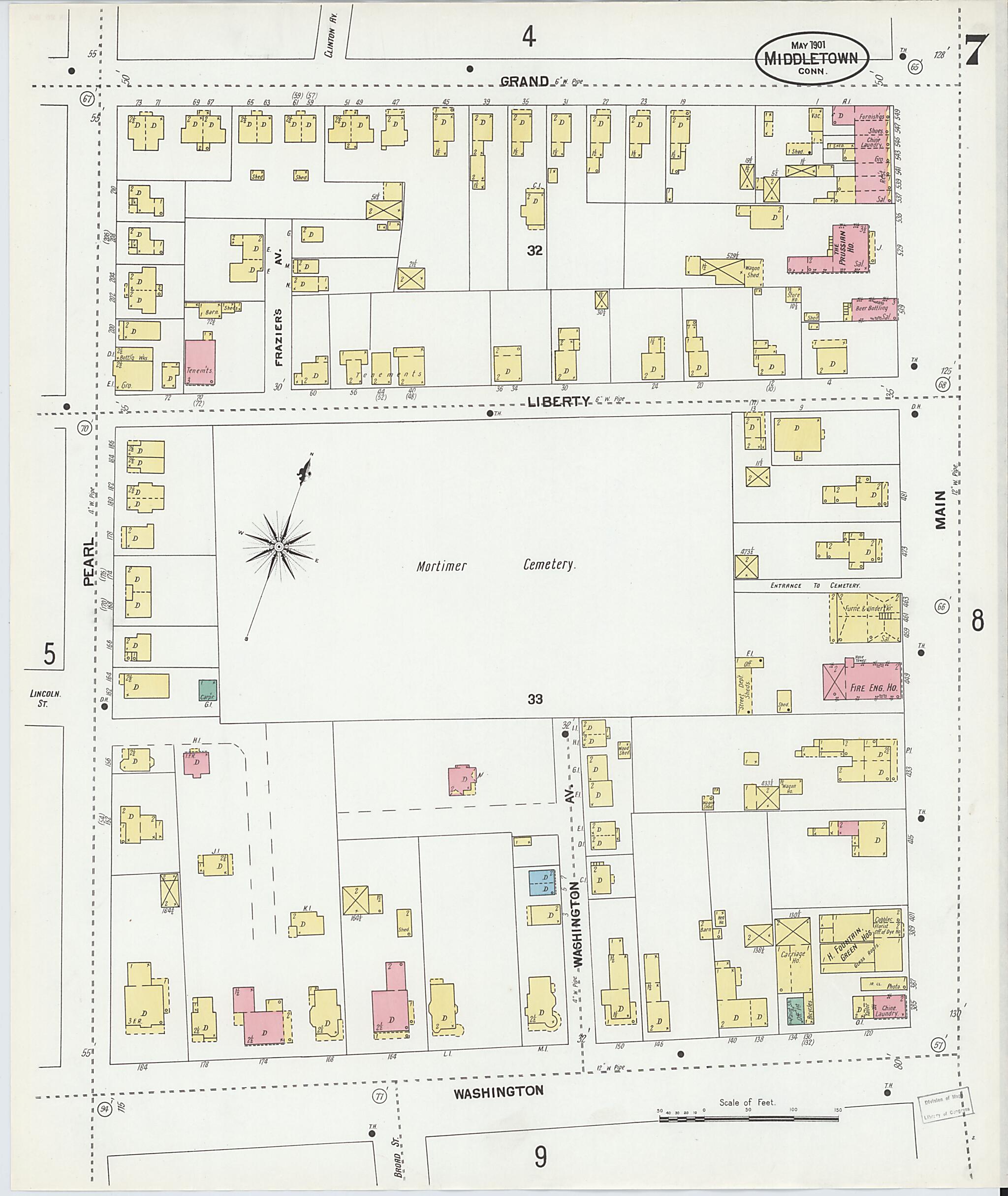 This old map of Middletown, Middlesex County, Connecticut was created by Sanborn Map Company in 1901