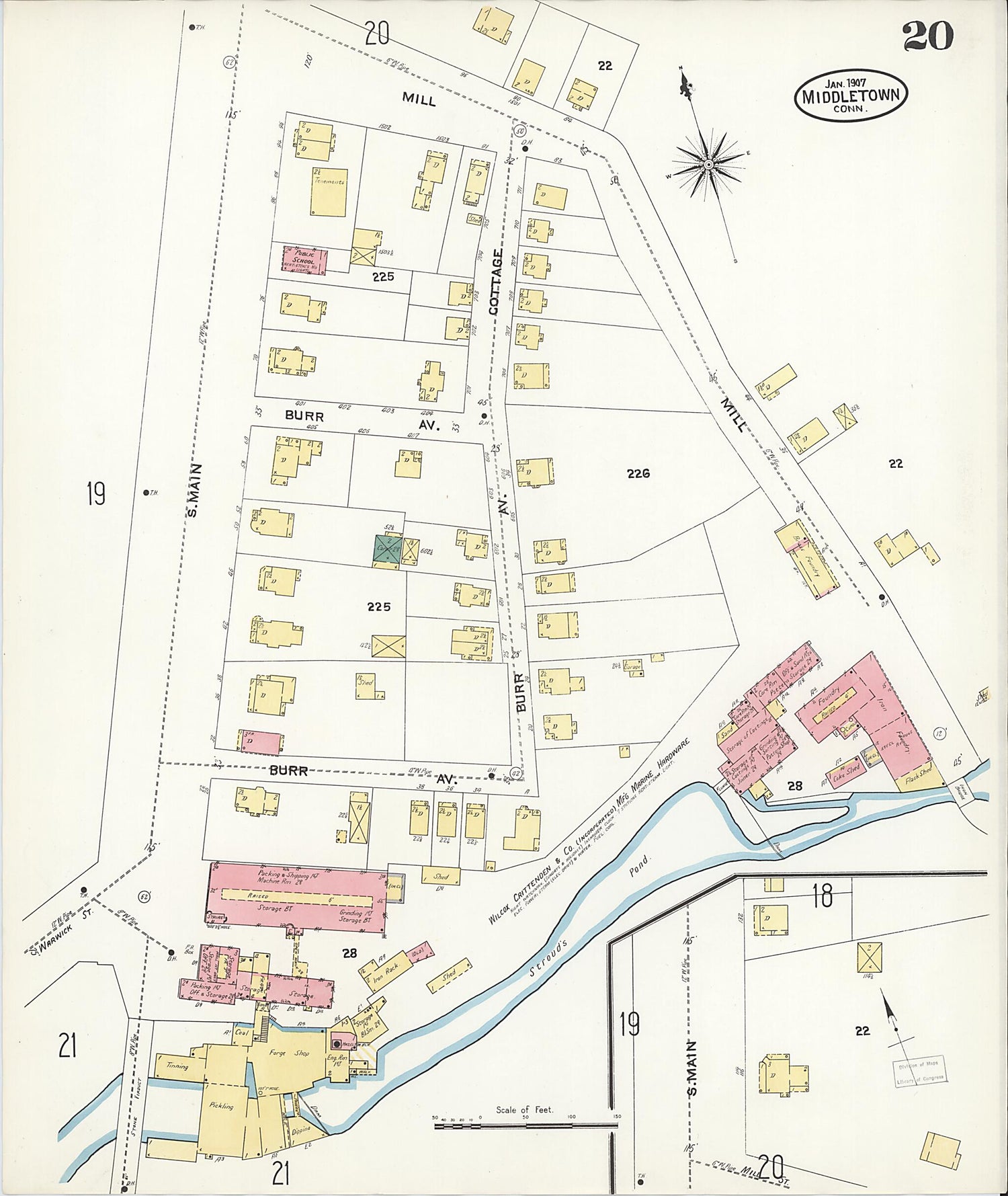 This old map of Middletown, Middlesex County, Connecticut was created by Sanborn Map Company in 1907