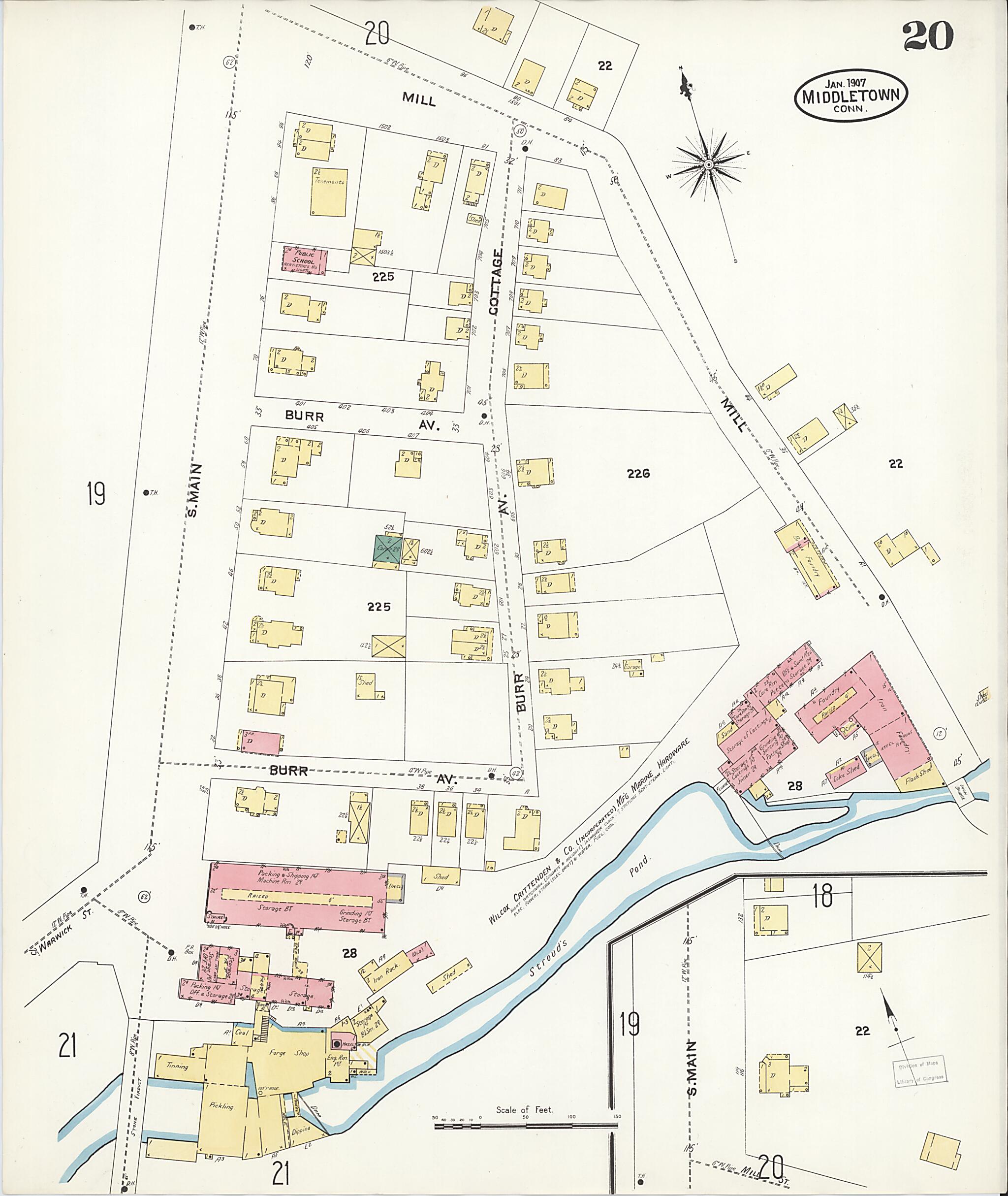 This old map of Middletown, Middlesex County, Connecticut was created by Sanborn Map Company in 1907