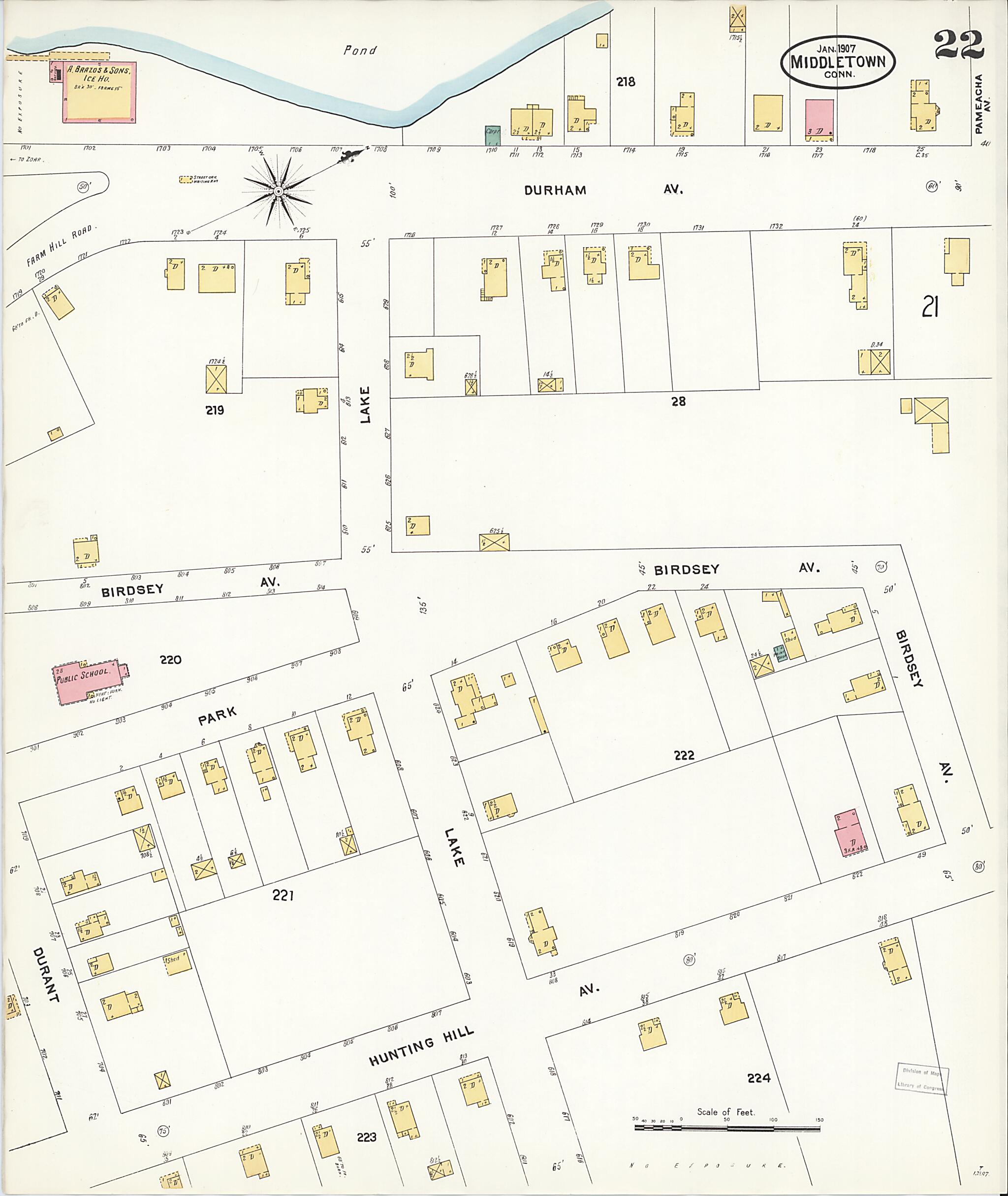 This old map of Middletown, Middlesex County, Connecticut was created by Sanborn Map Company in 1907