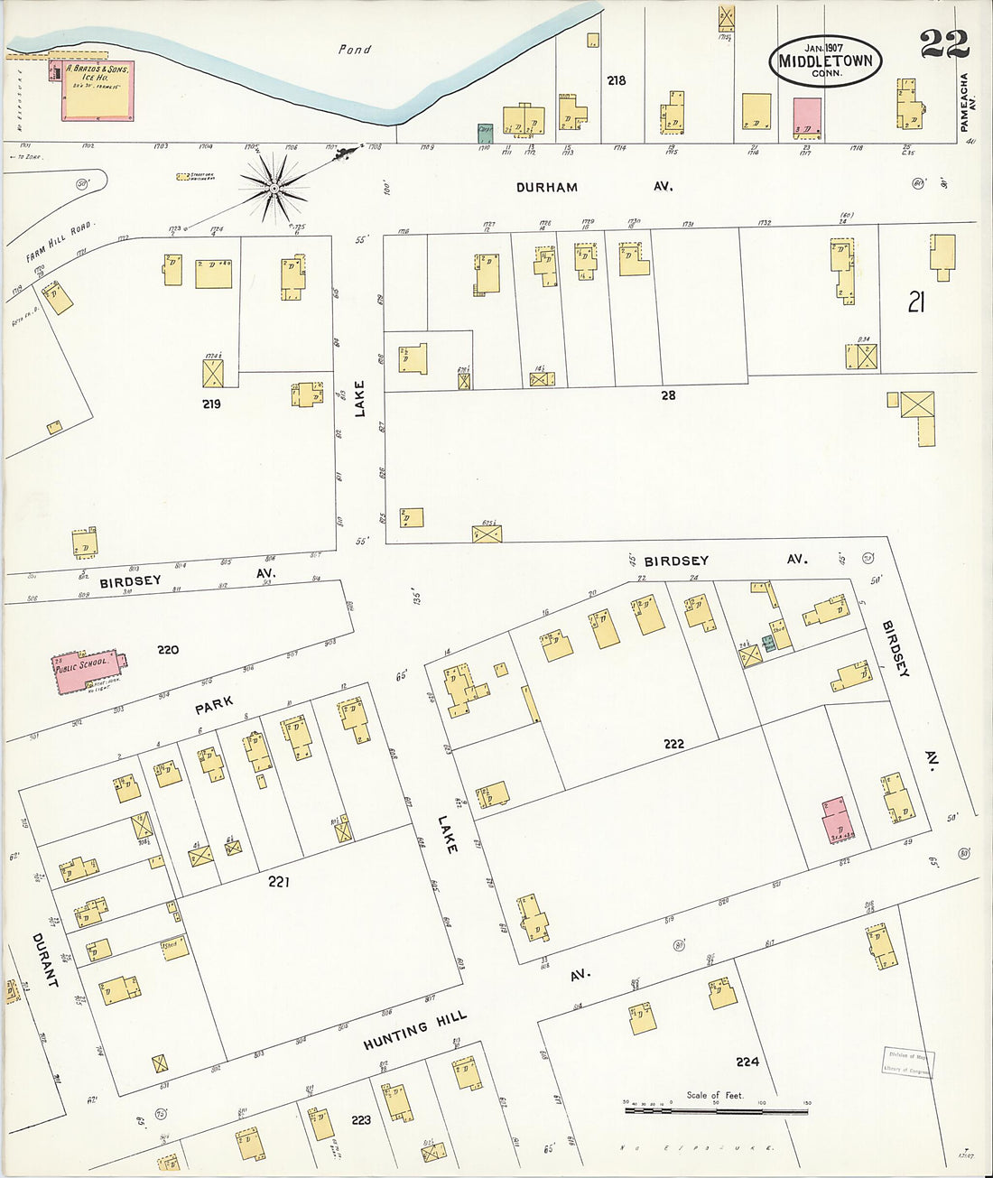 This old map of Middletown, Middlesex County, Connecticut was created by Sanborn Map Company in 1907