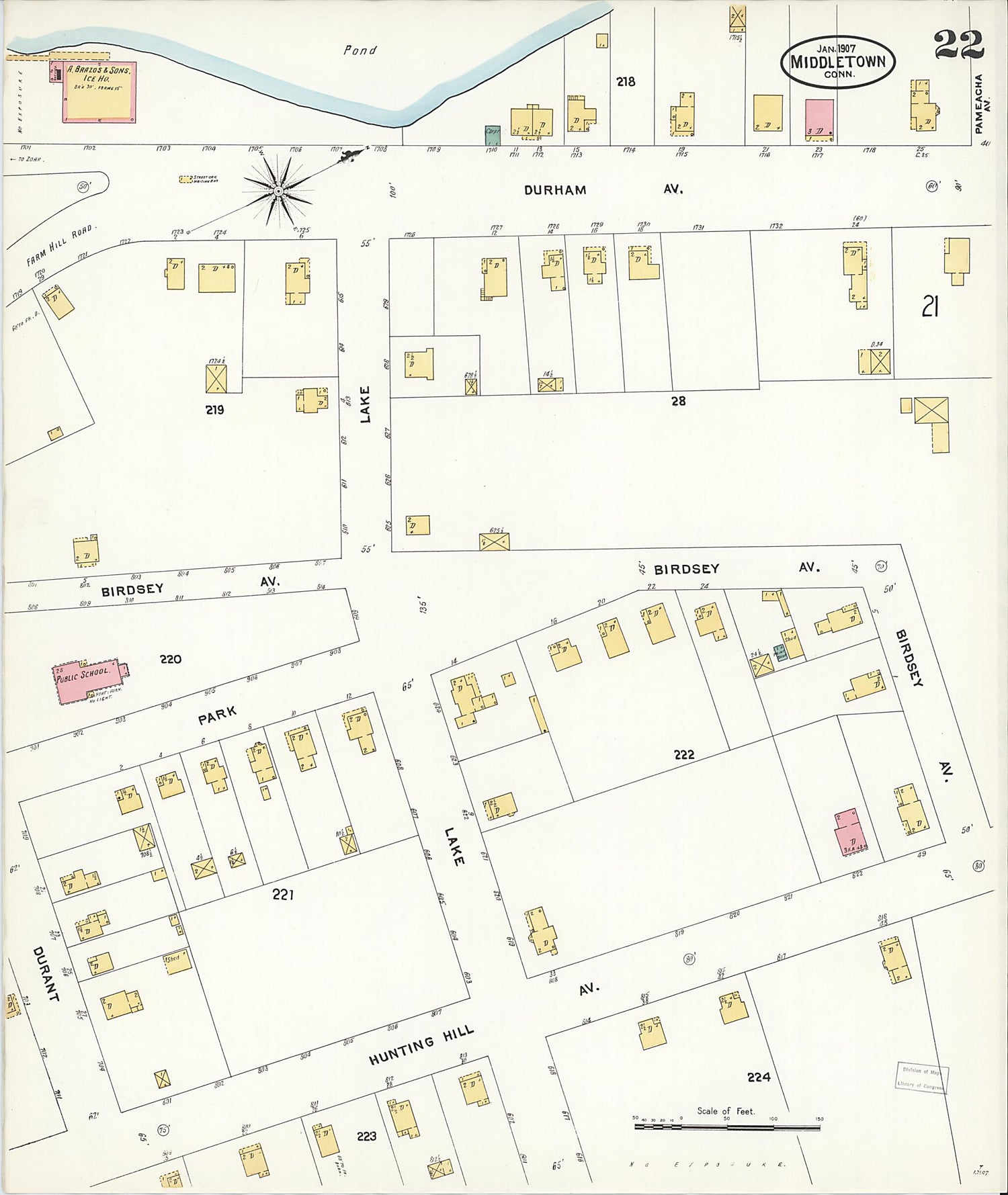 This old map of Middletown, Middlesex County, Connecticut was created by Sanborn Map Company in 1907