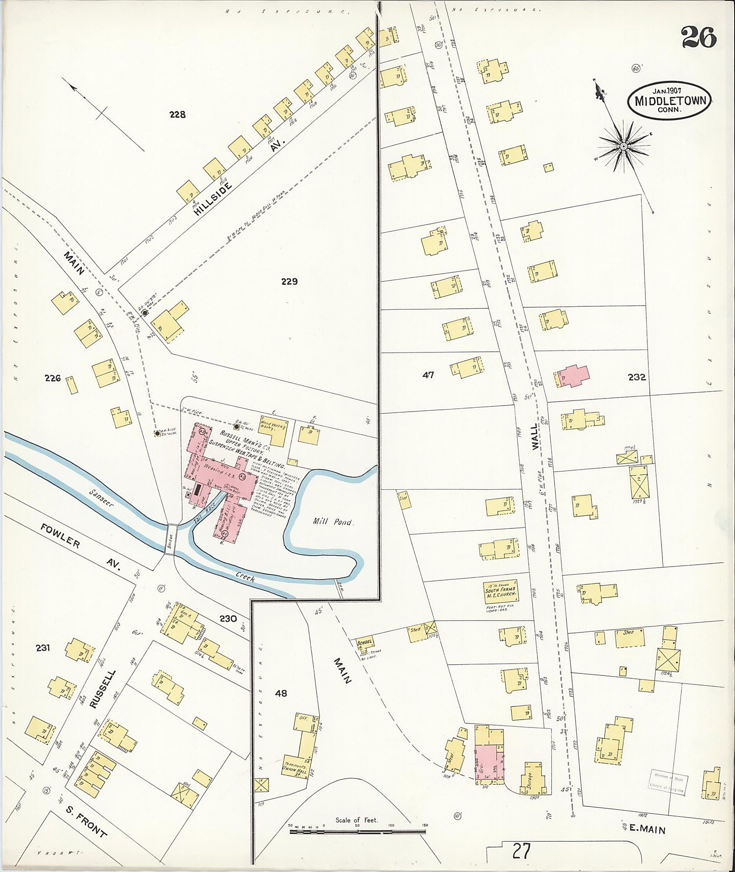 This old map of Middletown, Middlesex County, Connecticut was created by Sanborn Map Company in 1907