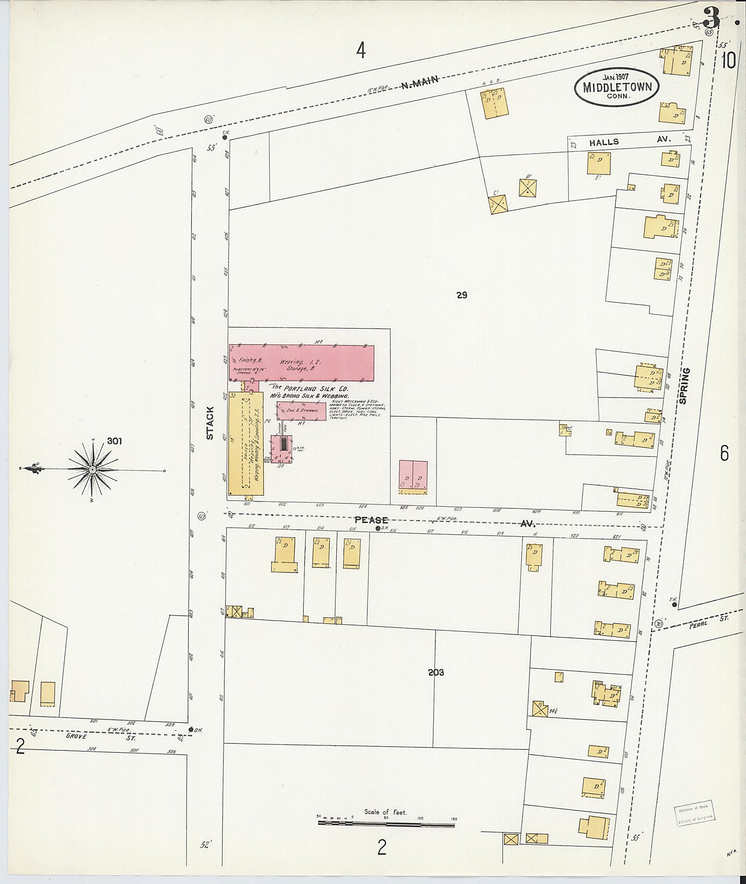 This old map of Middletown, Middlesex County, Connecticut was created by Sanborn Map Company in 1907
