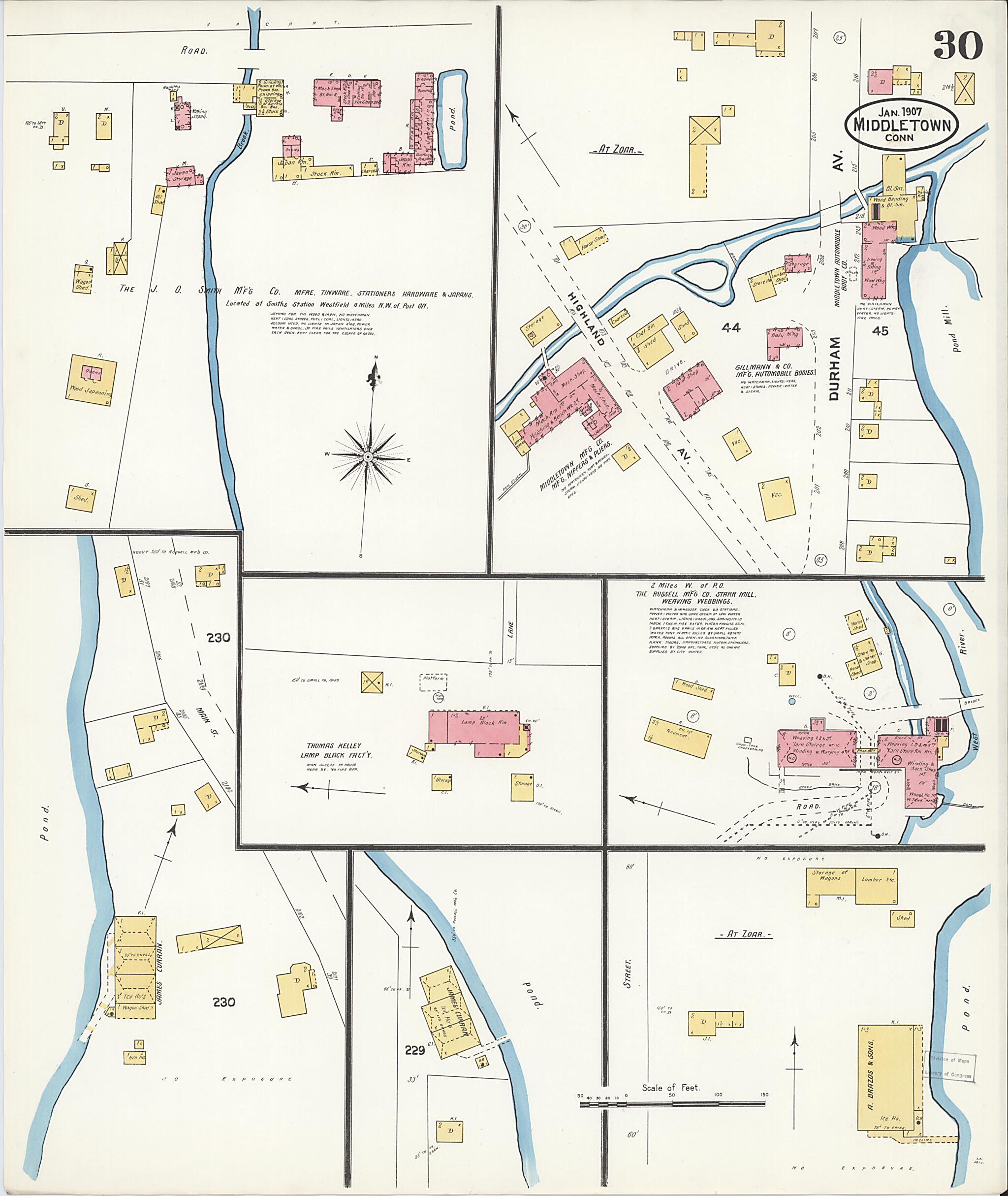 This old map of Middletown, Middlesex County, Connecticut was created by Sanborn Map Company in 1907
