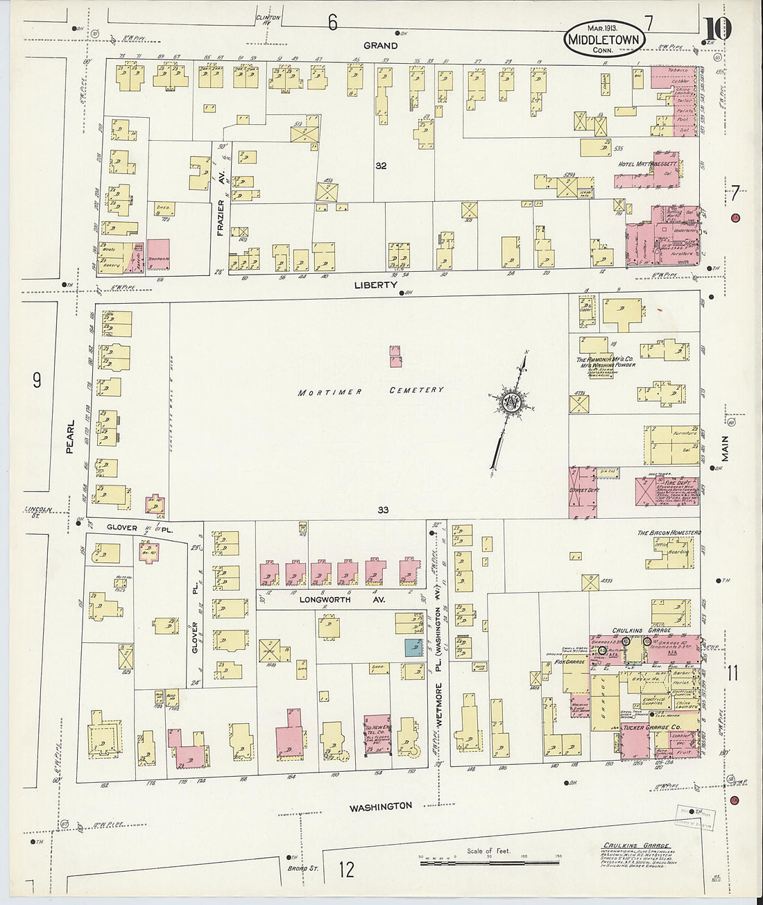 This old map of Middletown, Middlesex County, Connecticut was created by Sanborn Map Company in 1913