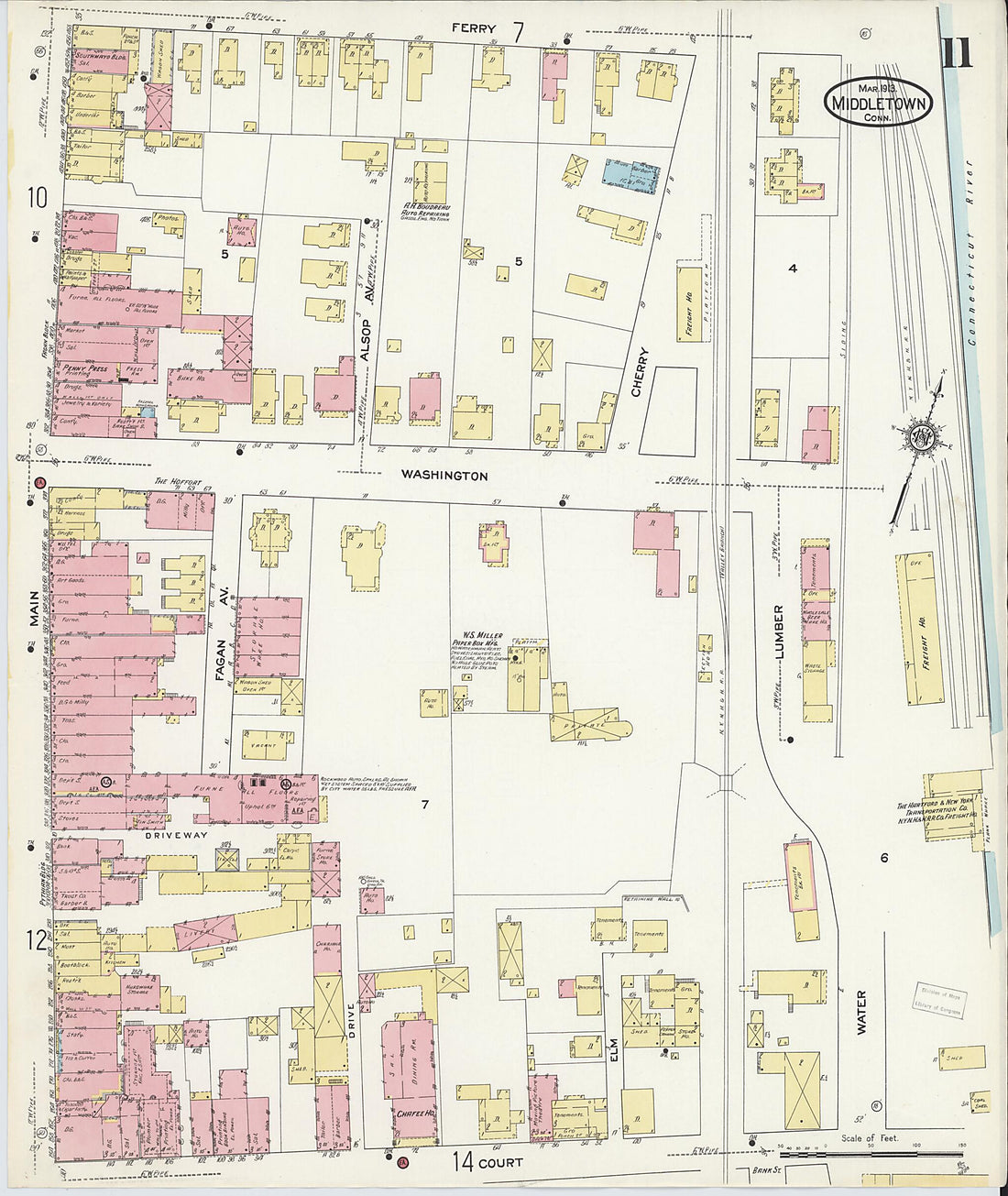 This old map of Middletown, Middlesex County, Connecticut was created by Sanborn Map Company in 1913