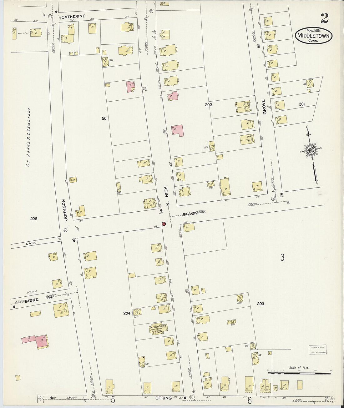 This old map of Middletown, Middlesex County, Connecticut was created by Sanborn Map Company in 1913