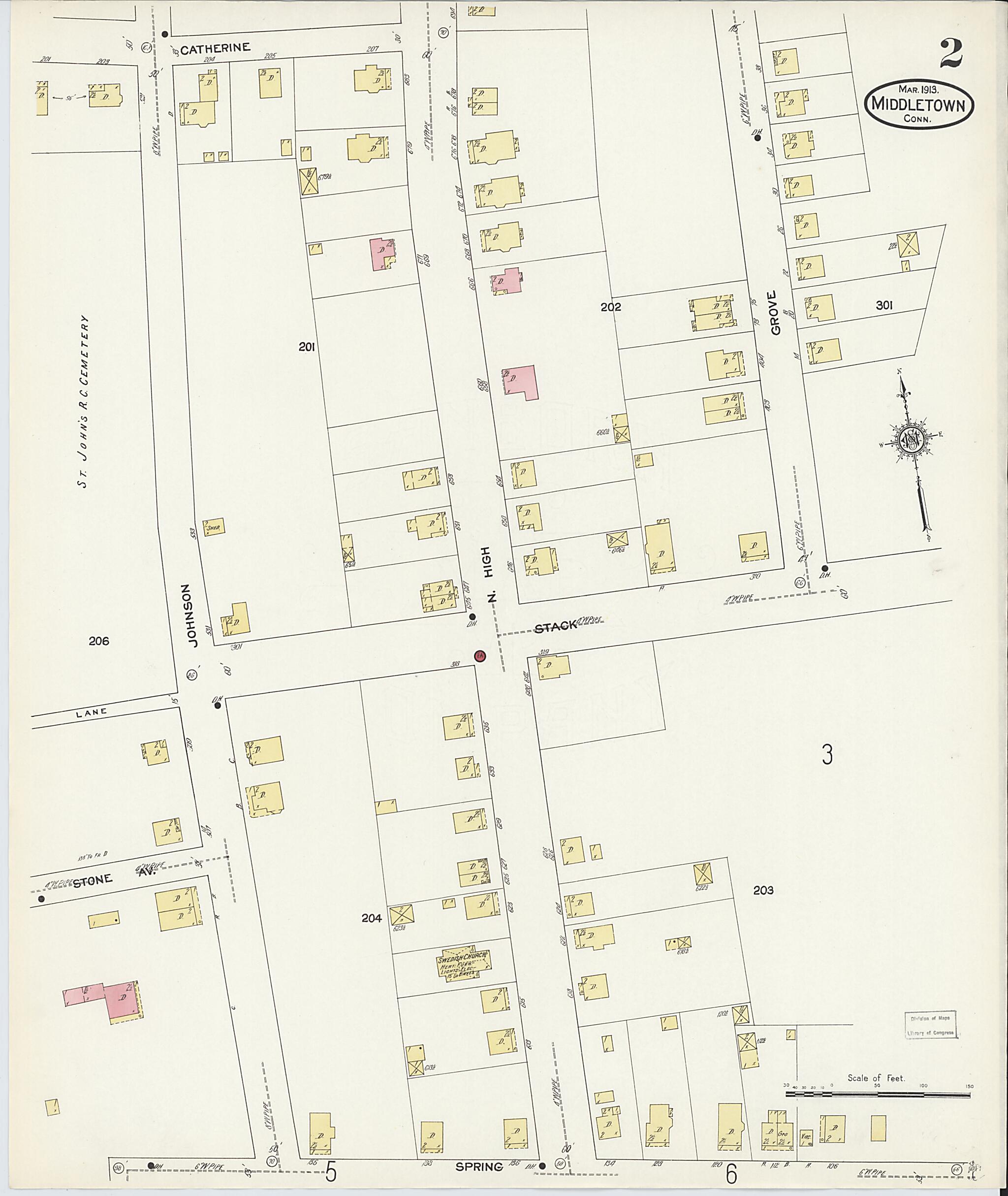 This old map of Middletown, Middlesex County, Connecticut was created by Sanborn Map Company in 1913