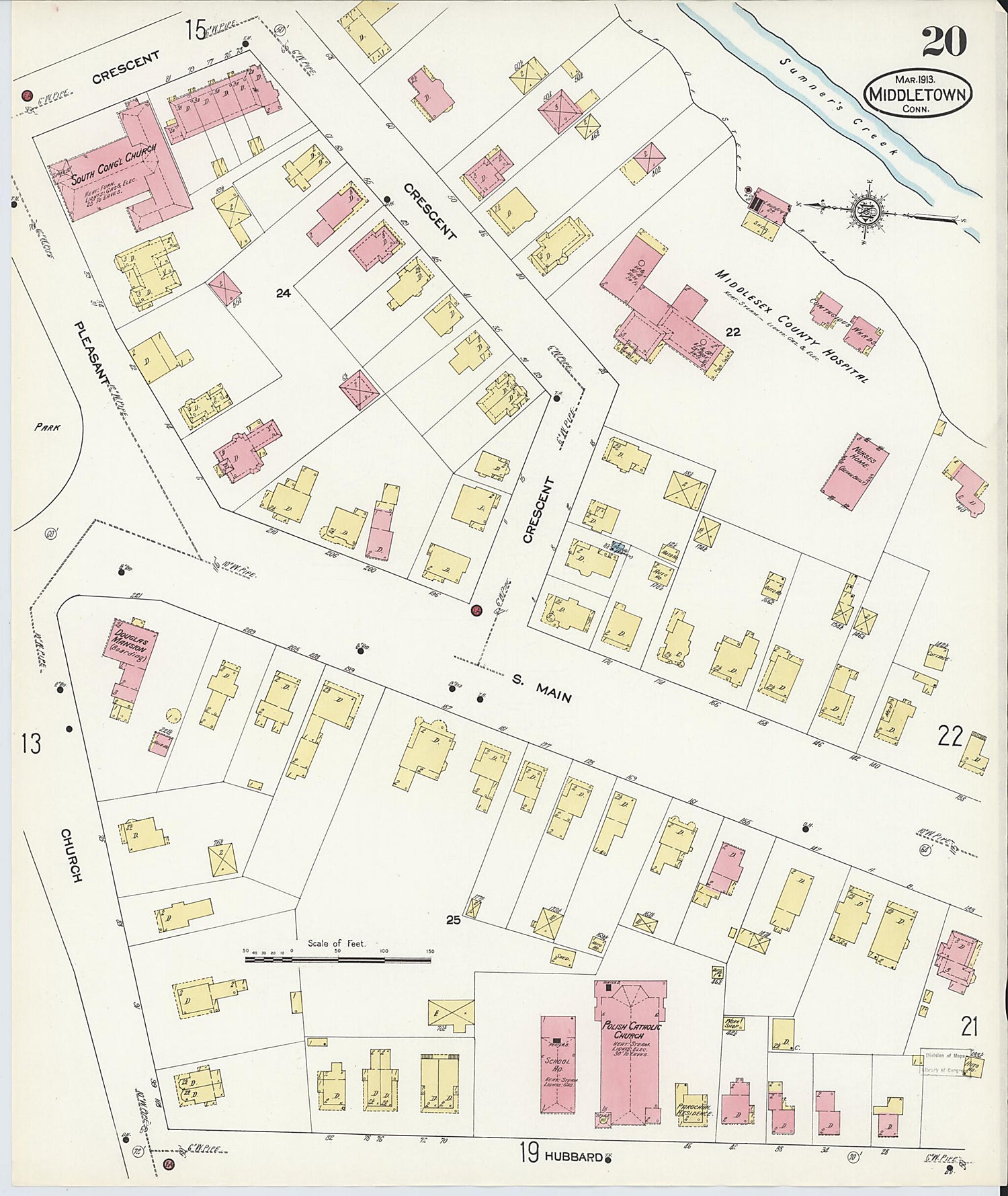 This old map of Middletown, Middlesex County, Connecticut was created by Sanborn Map Company in 1913