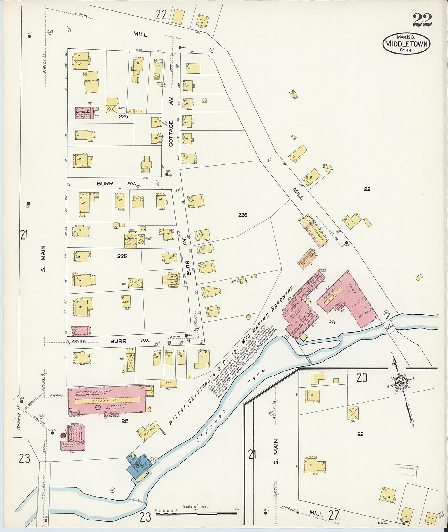 This old map of Middletown, Middlesex County, Connecticut was created by Sanborn Map Company in 1913