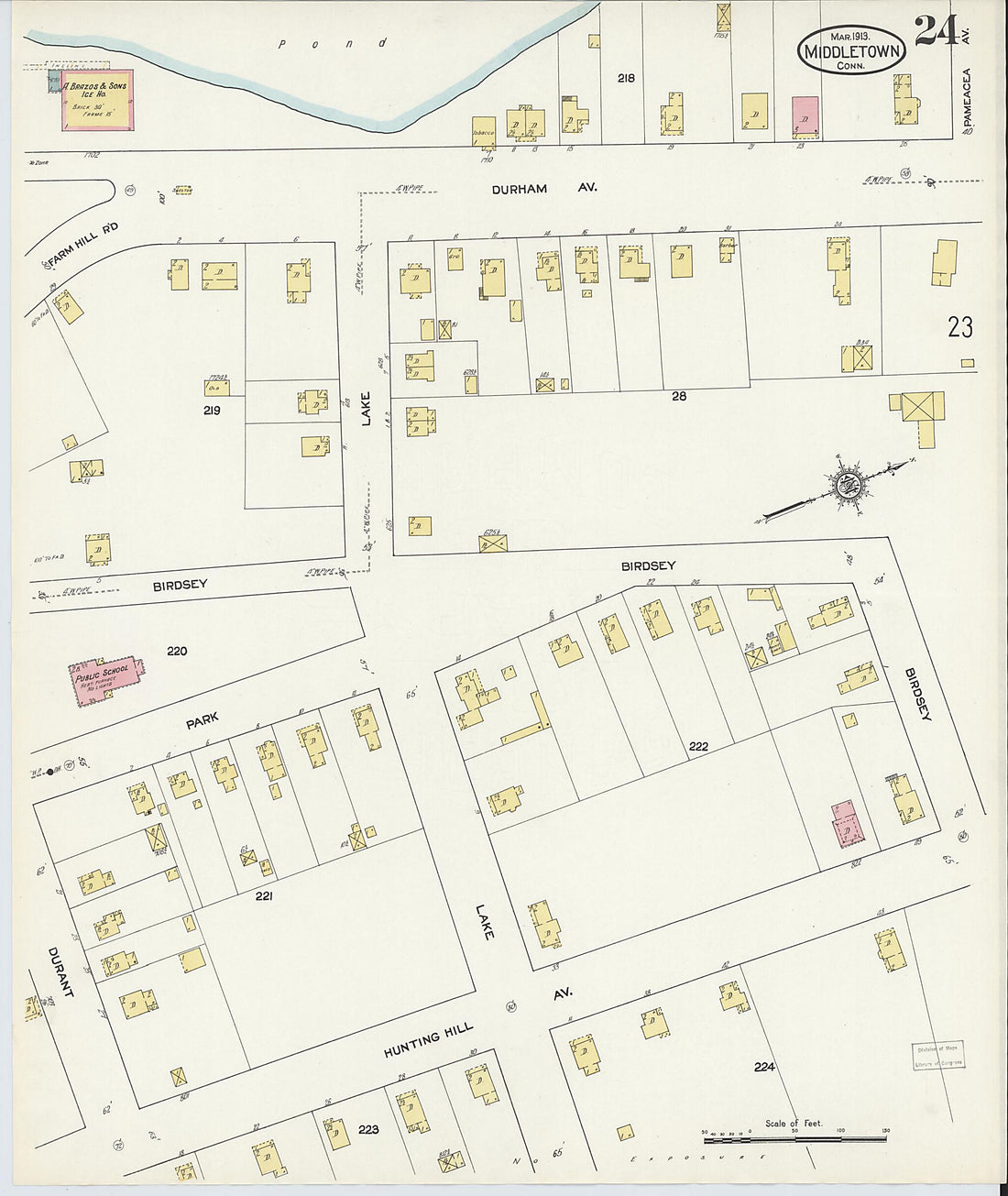 This old map of Middletown, Middlesex County, Connecticut was created by Sanborn Map Company in 1913