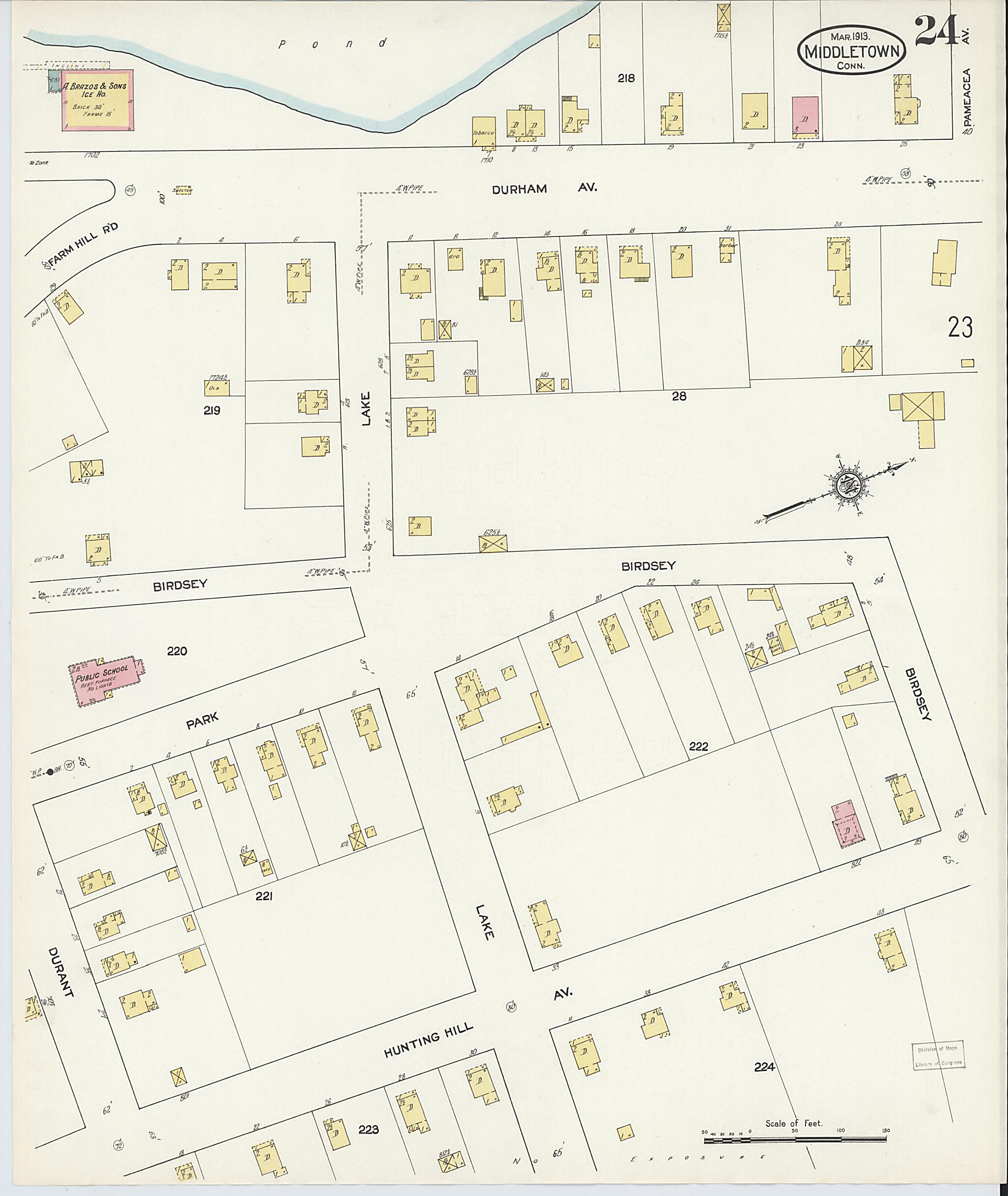 This old map of Middletown, Middlesex County, Connecticut was created by Sanborn Map Company in 1913