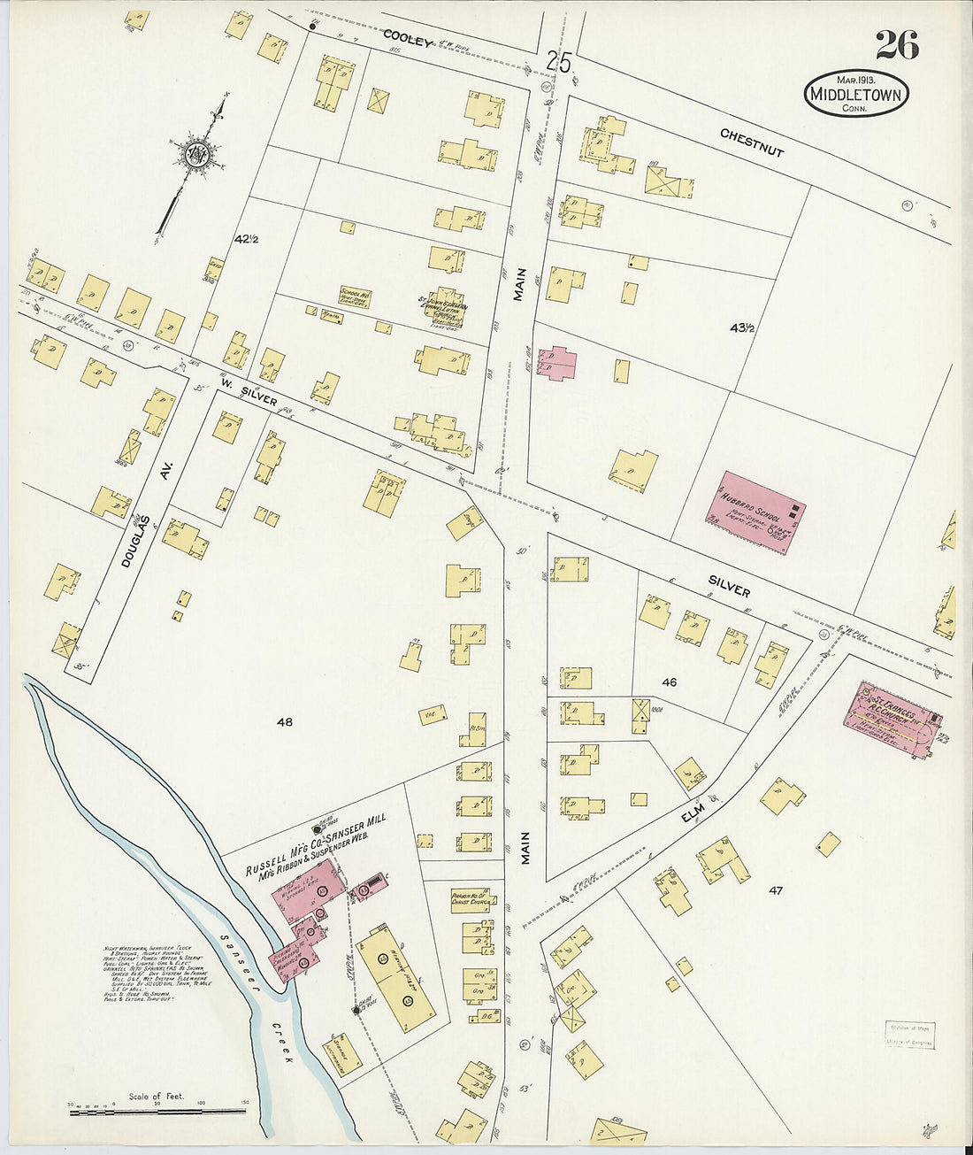This old map of Middletown, Middlesex County, Connecticut was created by Sanborn Map Company in 1913
