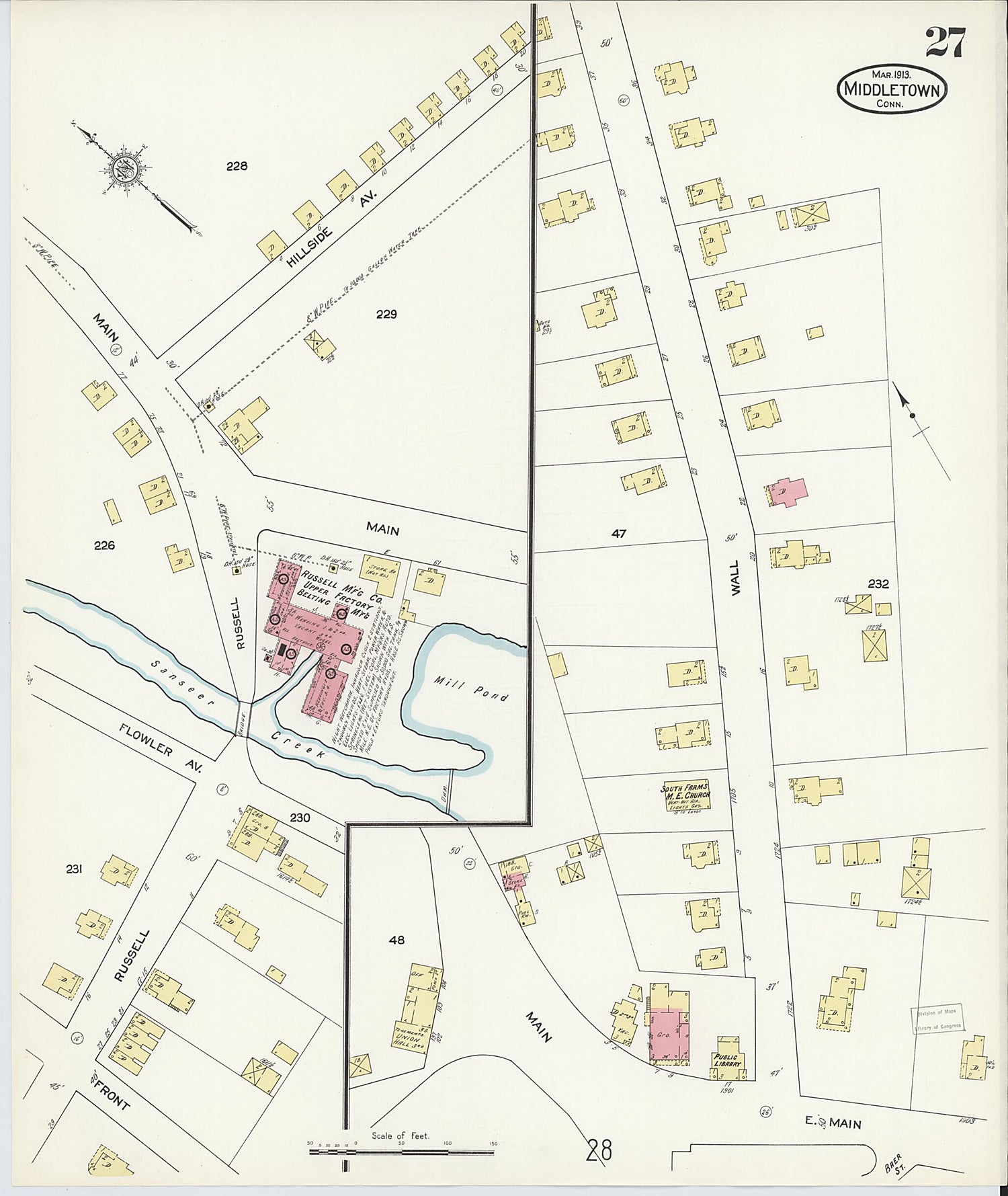 This old map of Middletown, Middlesex County, Connecticut was created by Sanborn Map Company in 1913