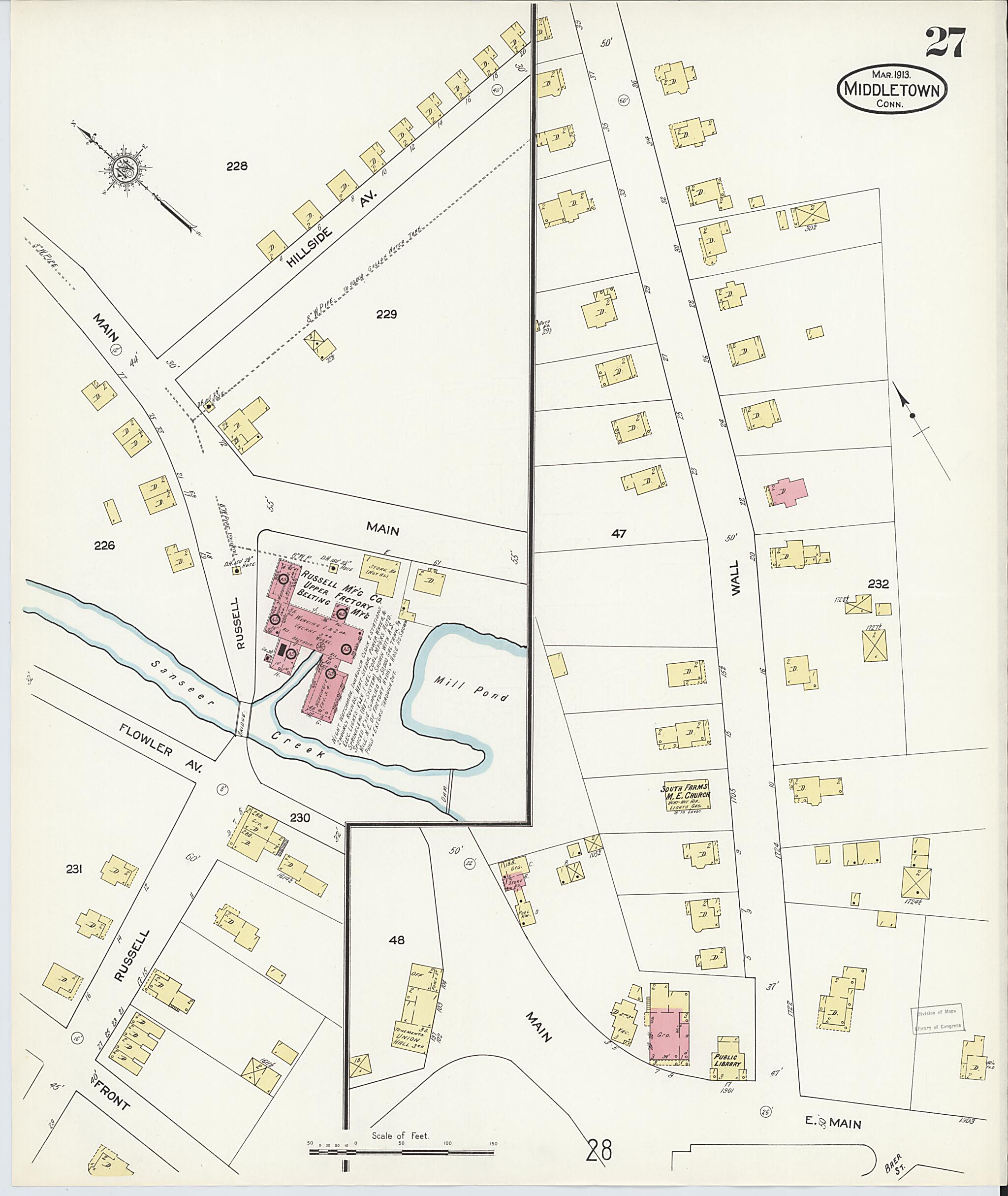 This old map of Middletown, Middlesex County, Connecticut was created by Sanborn Map Company in 1913