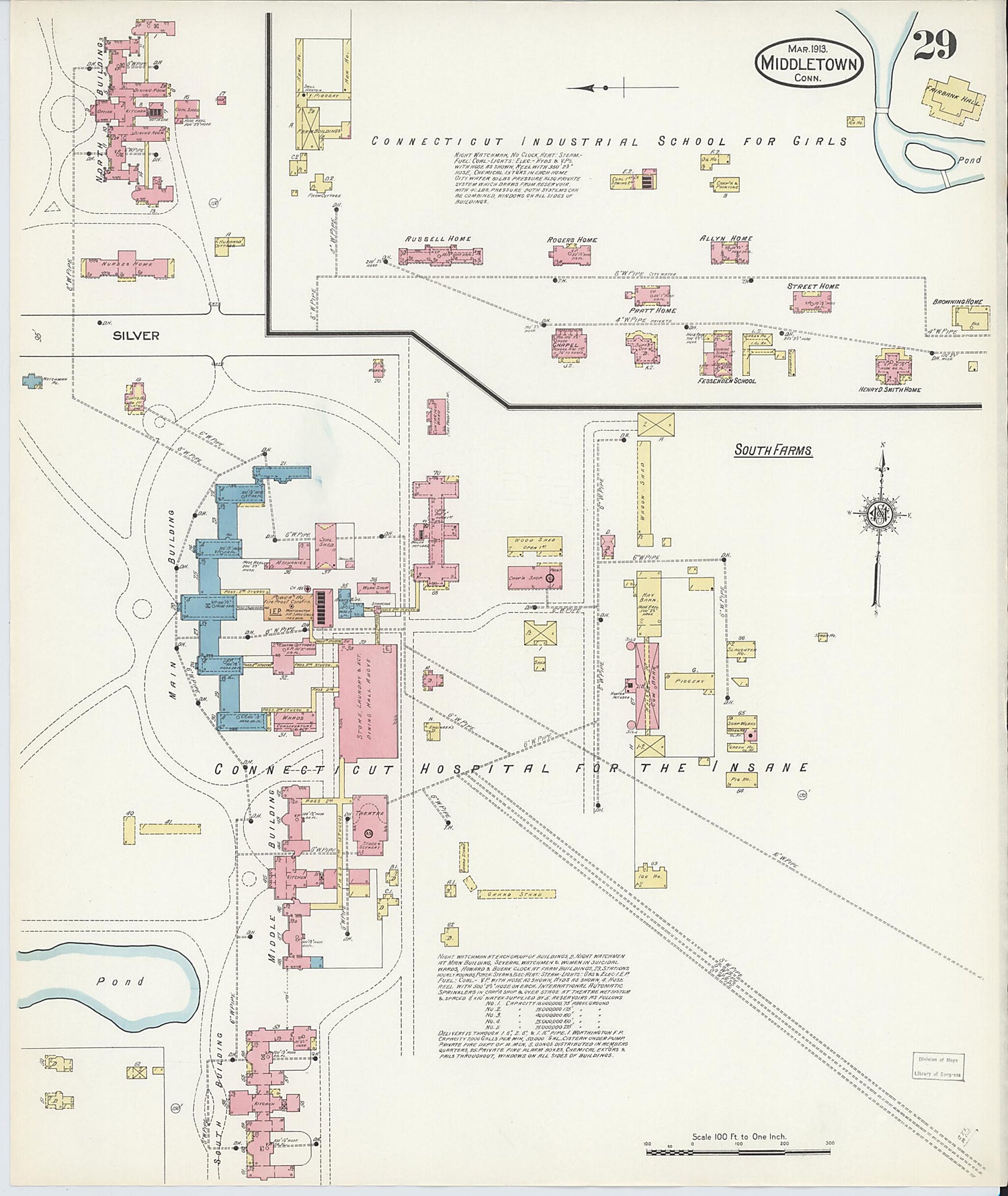 This old map of Middletown, Middlesex County, Connecticut was created by Sanborn Map Company in 1913
