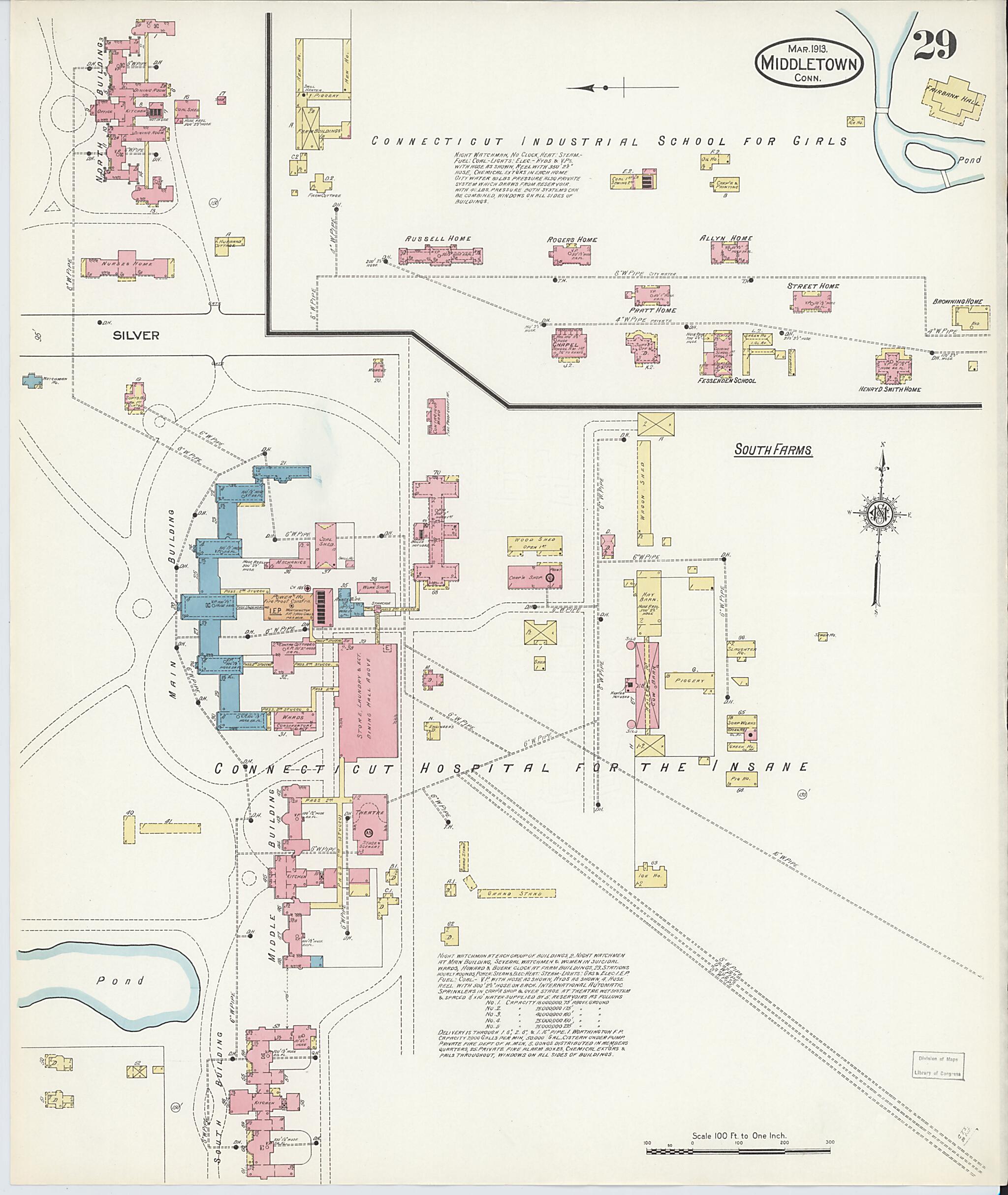 This old map of Middletown, Middlesex County, Connecticut was created by Sanborn Map Company in 1913