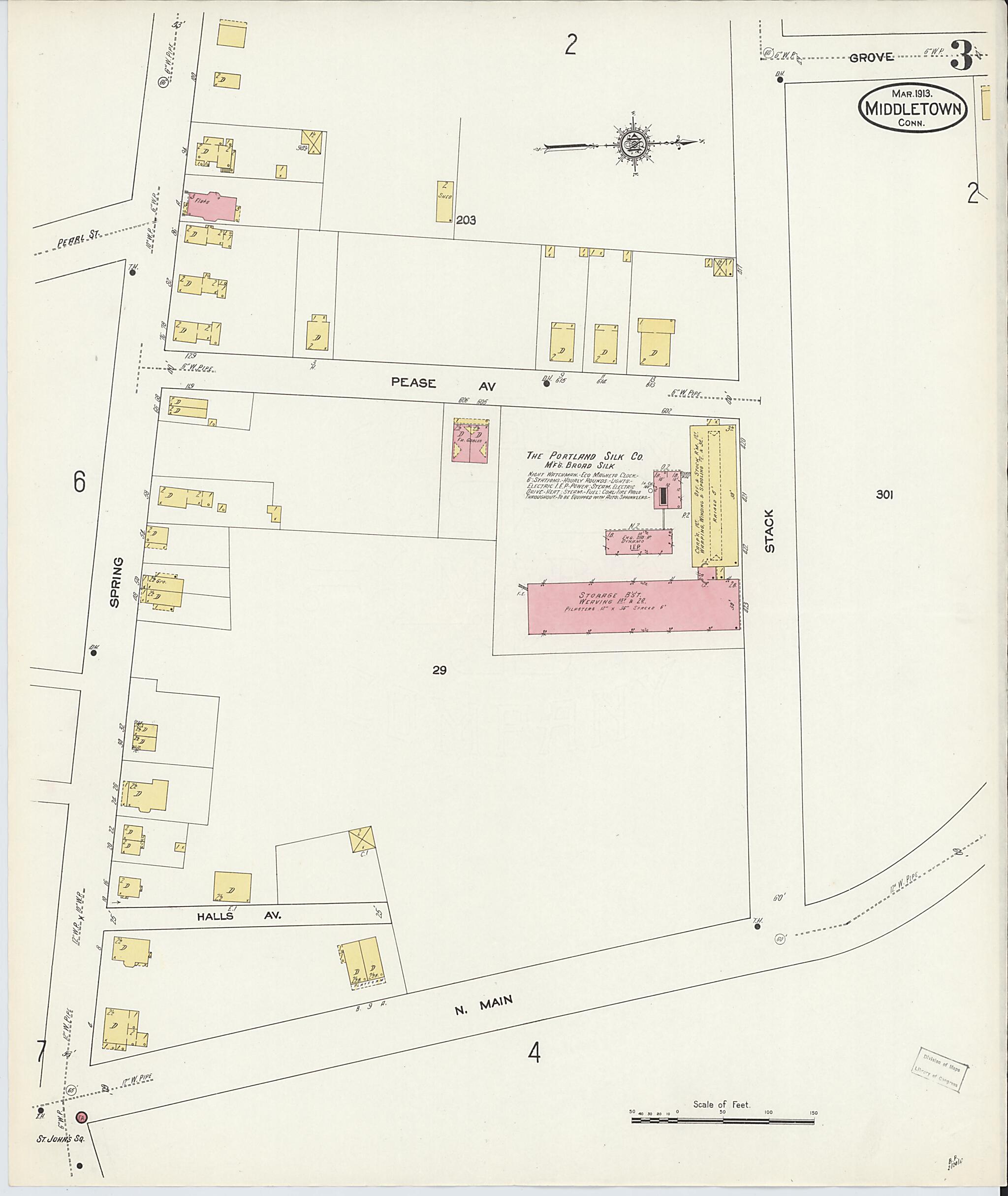 This old map of Middletown, Middlesex County, Connecticut was created by Sanborn Map Company in 1913