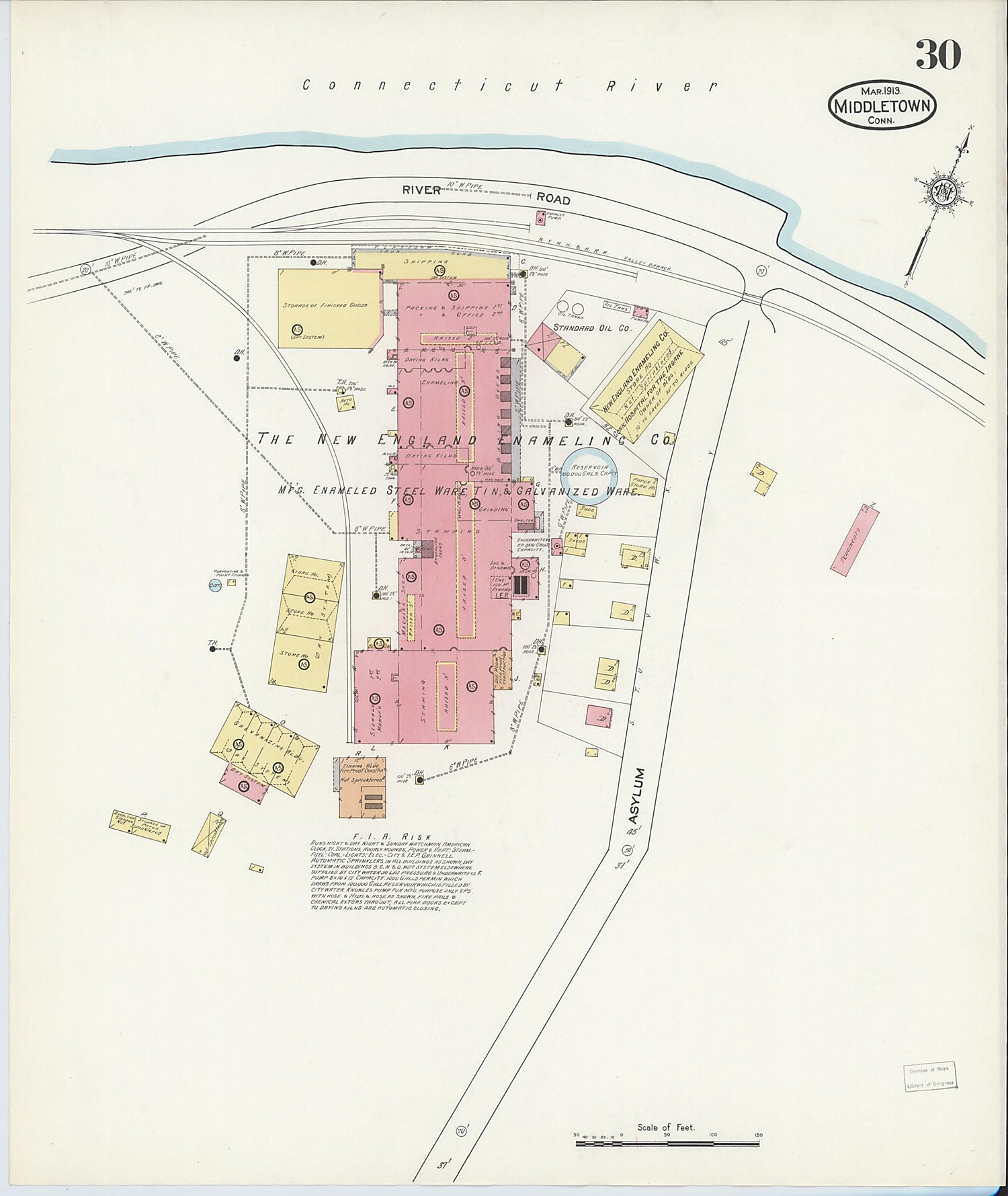 This old map of Middletown, Middlesex County, Connecticut was created by Sanborn Map Company in 1913