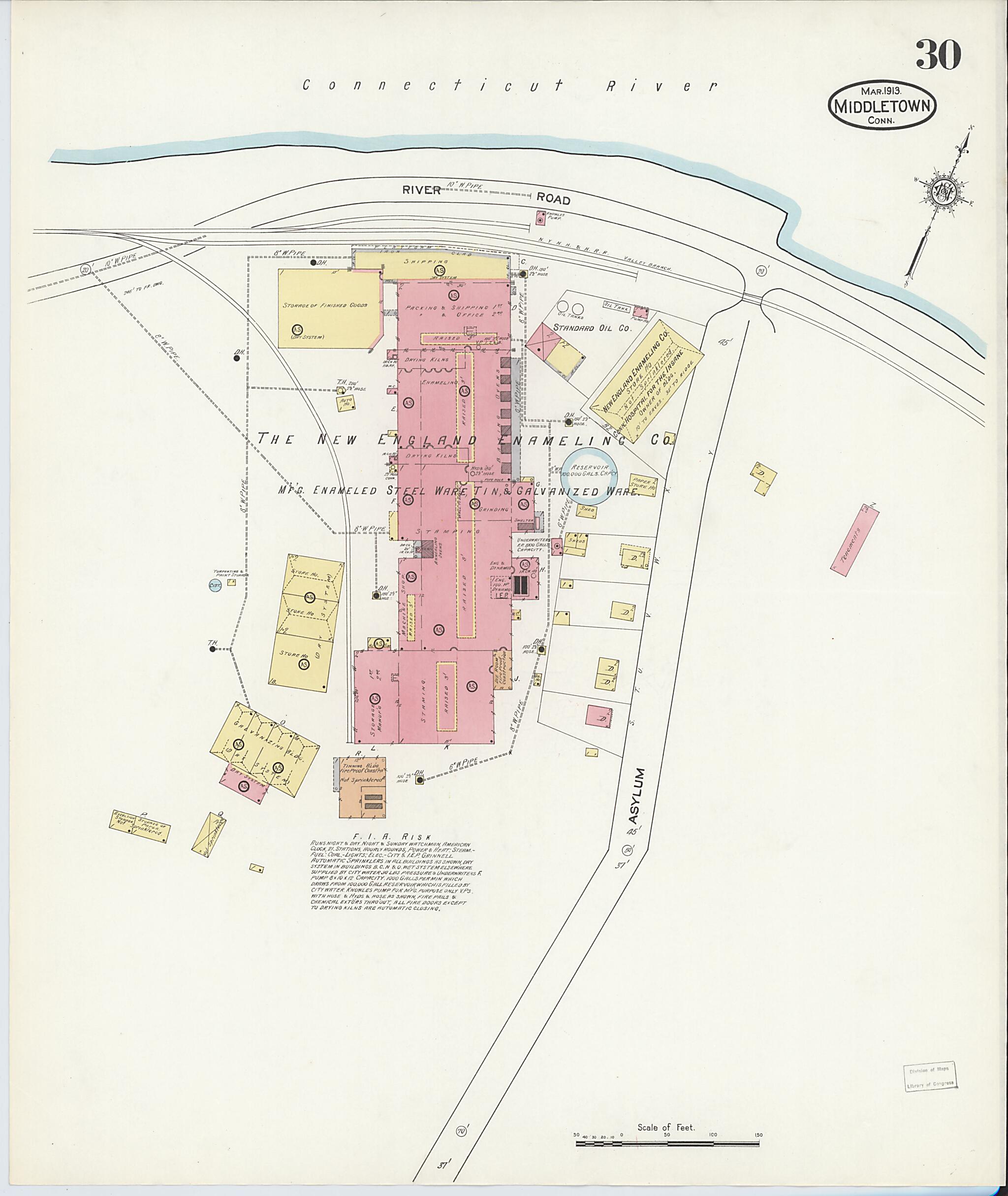 This old map of Middletown, Middlesex County, Connecticut was created by Sanborn Map Company in 1913