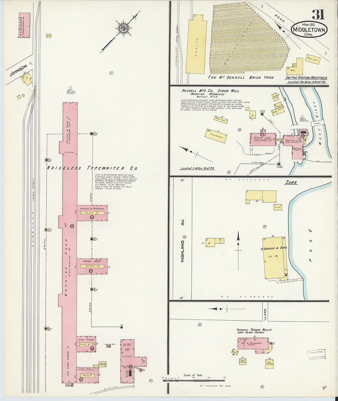 This old map of Middletown, Middlesex County, Connecticut was created by Sanborn Map Company in 1913