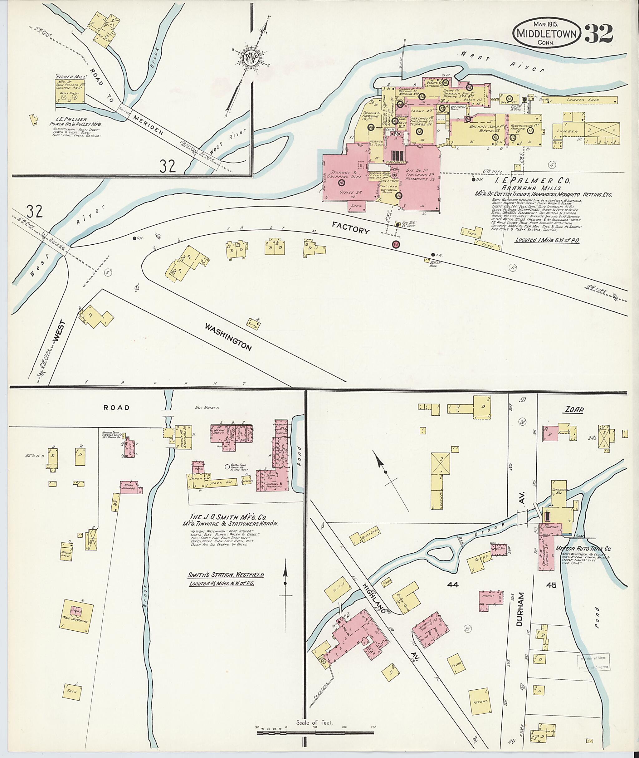 This old map of Middletown, Middlesex County, Connecticut was created by Sanborn Map Company in 1913