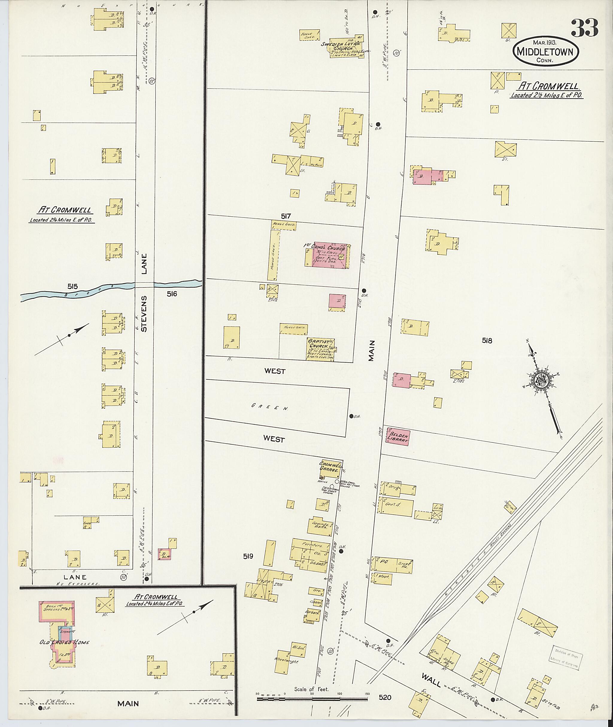This old map of Middletown, Middlesex County, Connecticut was created by Sanborn Map Company in 1913