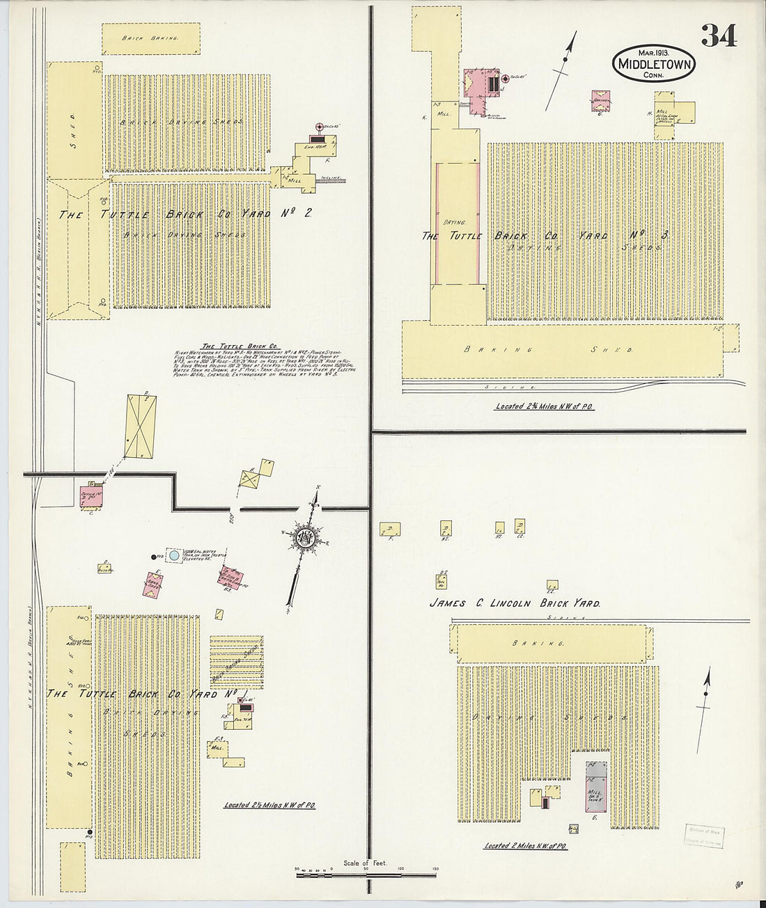 This old map of Middletown, Middlesex County, Connecticut was created by Sanborn Map Company in 1913