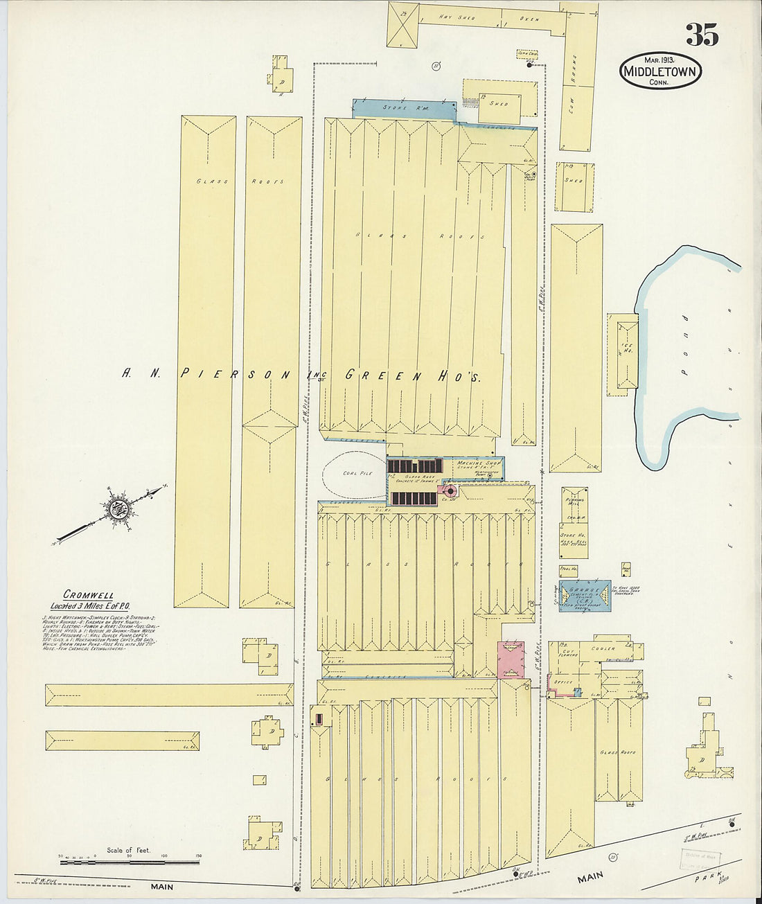 This old map of Middletown, Middlesex County, Connecticut was created by Sanborn Map Company in 1913