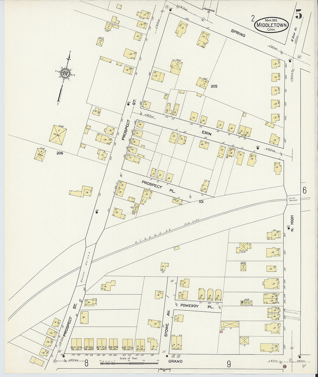 This old map of Middletown, Middlesex County, Connecticut was created by Sanborn Map Company in 1913